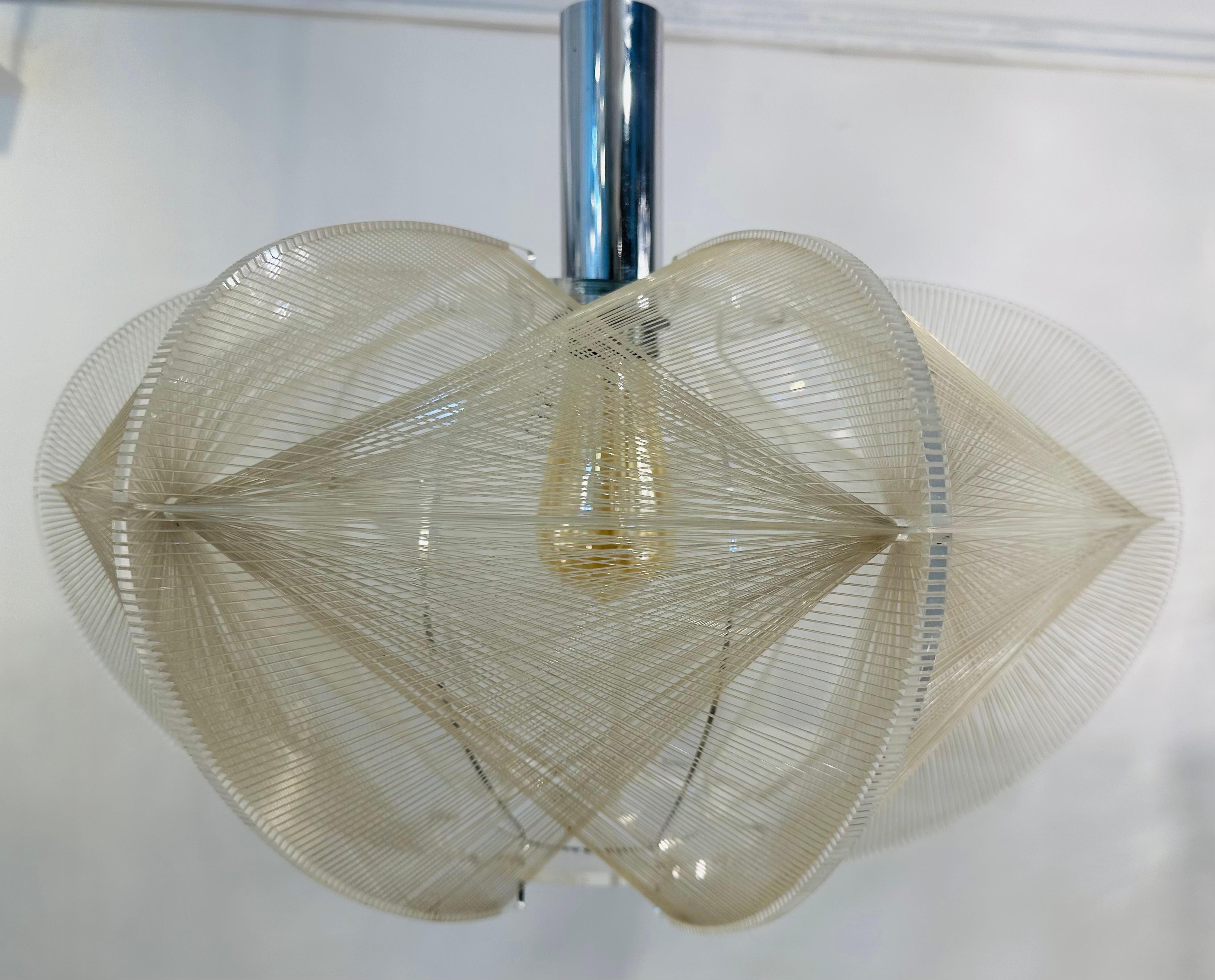 1970s German Sompex Nylon Thread and Perspex Pendant Ceiling Lamp by Paul Secon 2