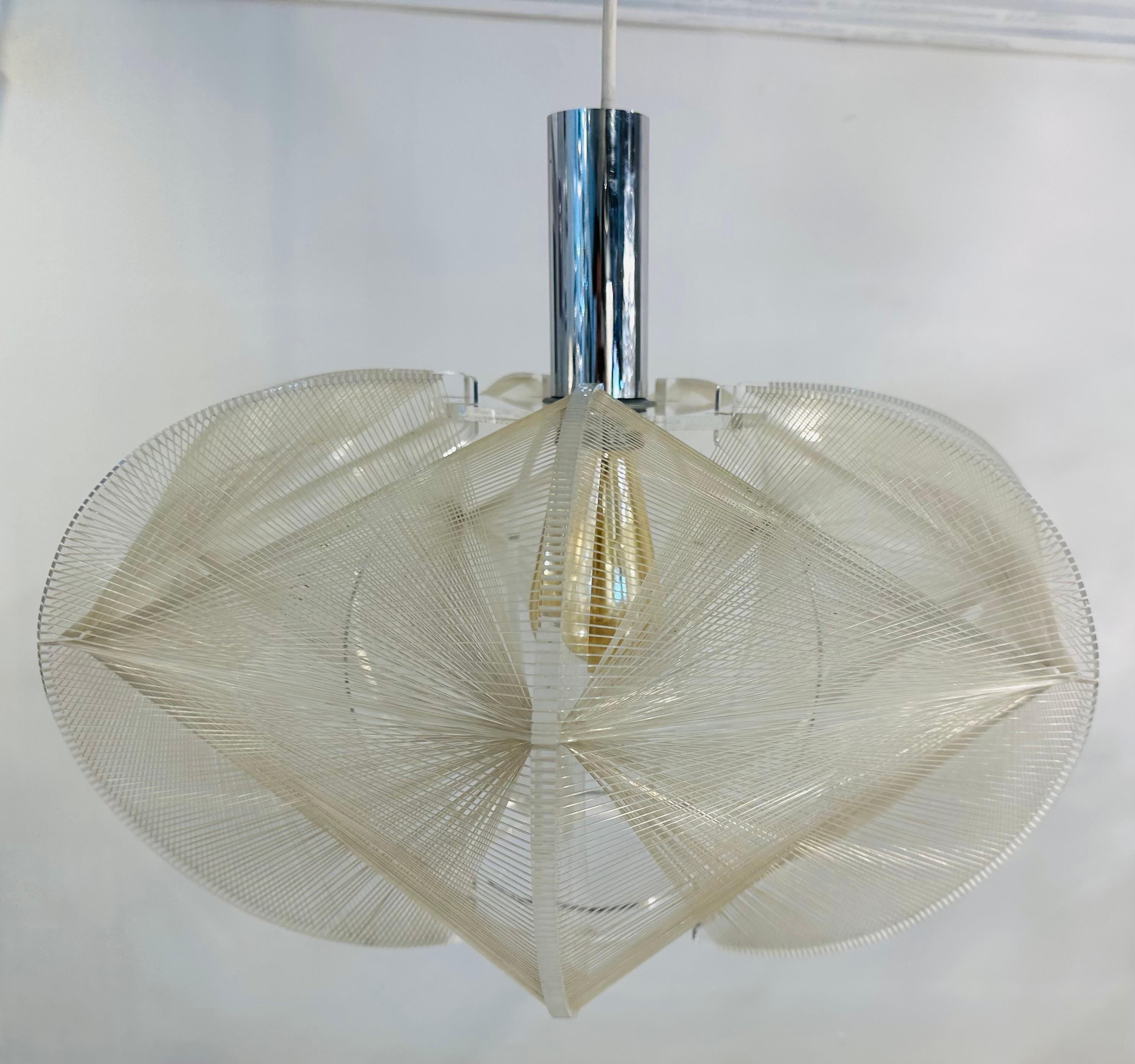 1970s German Sompex Nylon Thread and Perspex Pendant Ceiling Lamp by Paul Secon 3