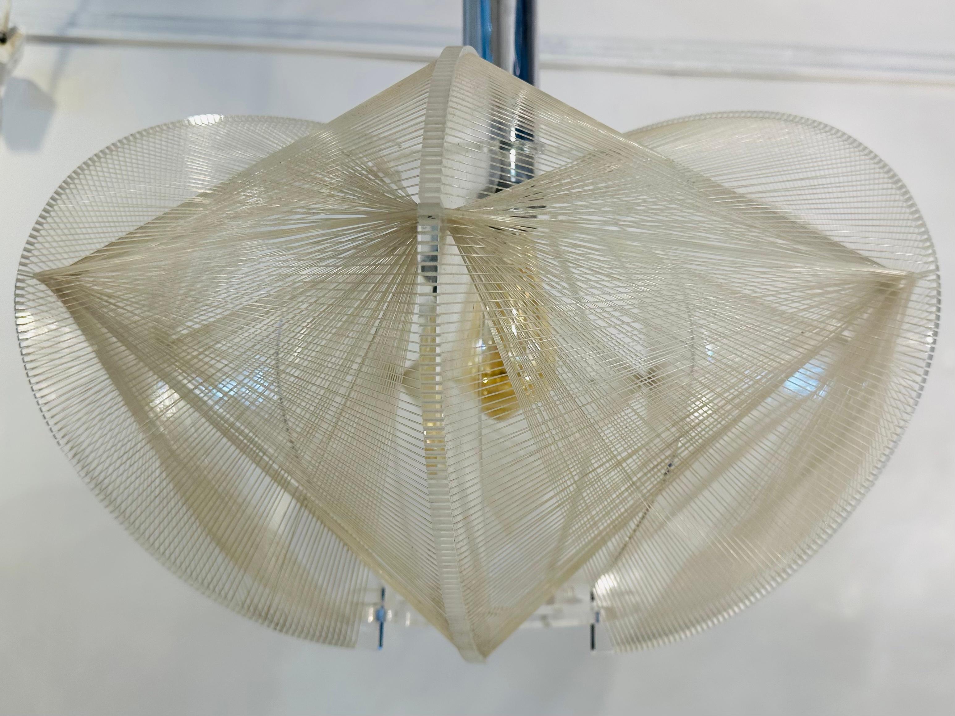 1970s German Sompex Nylon Thread and Perspex Pendant Ceiling Lamp by Paul Secon 4