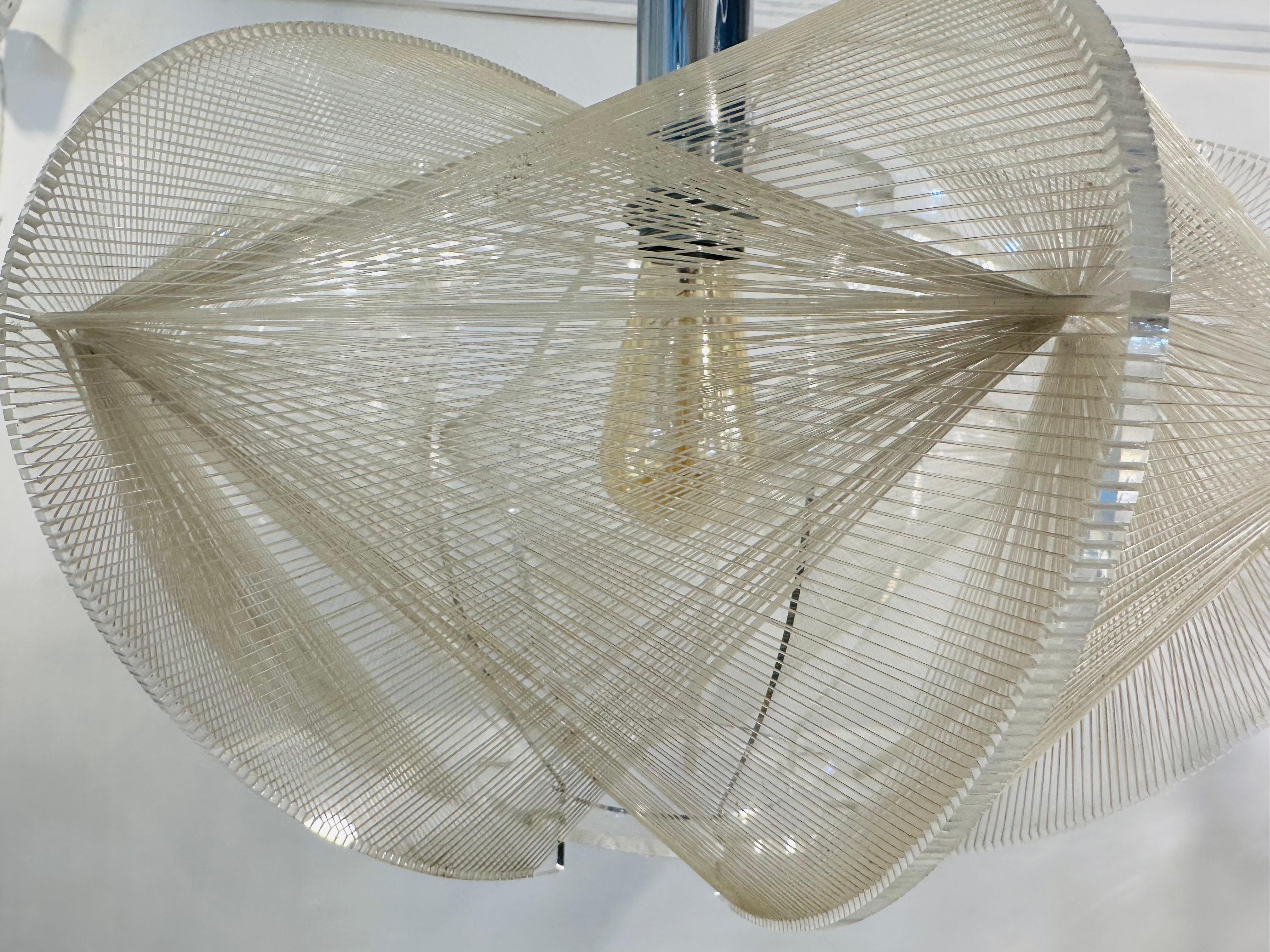 1970s German Sompex Nylon Thread and Perspex Pendant Ceiling Lamp by Paul Secon 6