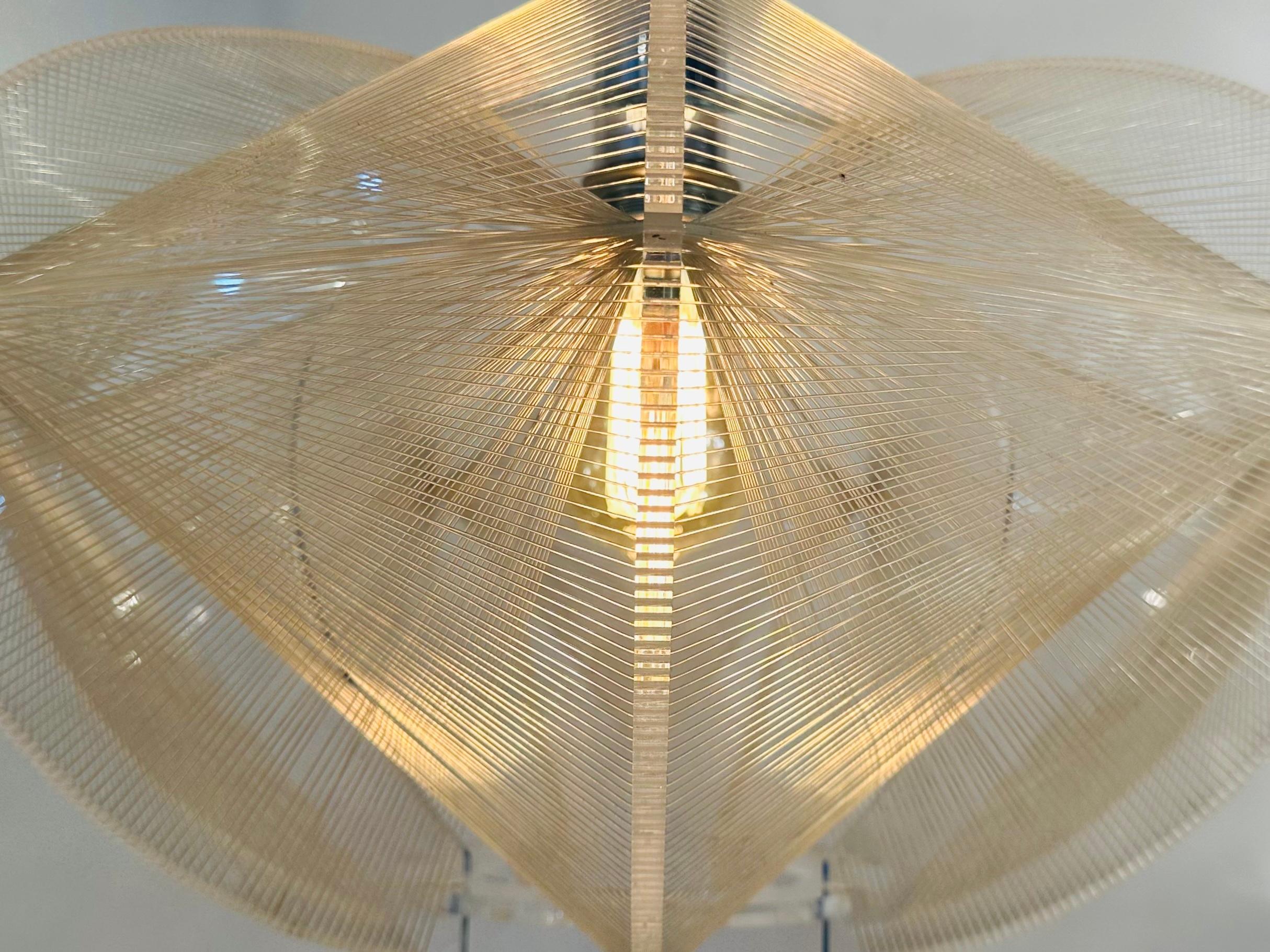 1970s German Sompex Nylon Thread and Perspex Pendant Ceiling Lamp by Paul Secon In Good Condition In London, GB