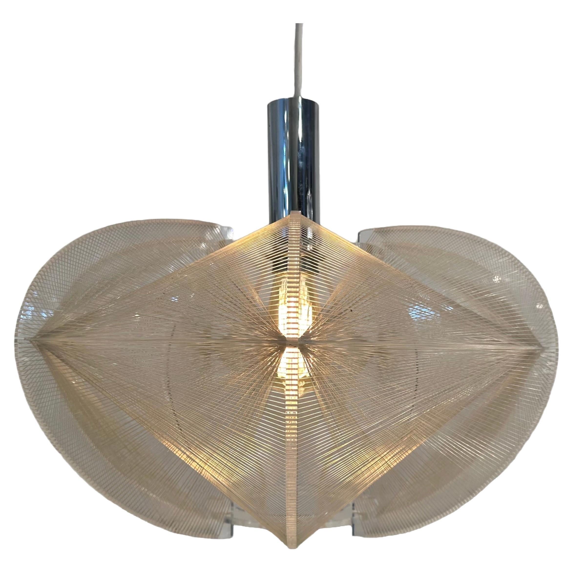 1970s German Sompex Nylon Thread and Perspex Pendant Ceiling Lamp by Paul Secon