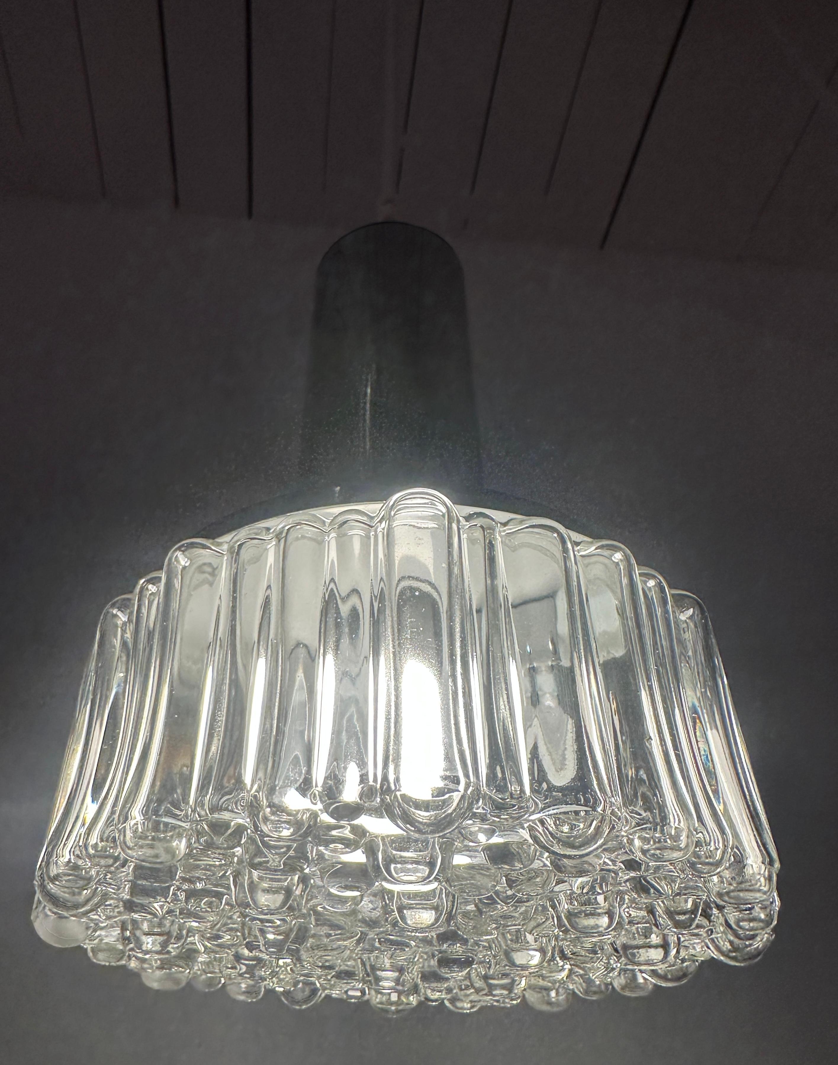 1970s German Staff Leuchten Chrome & Bubbled Glass Lights 3 available en vente 3