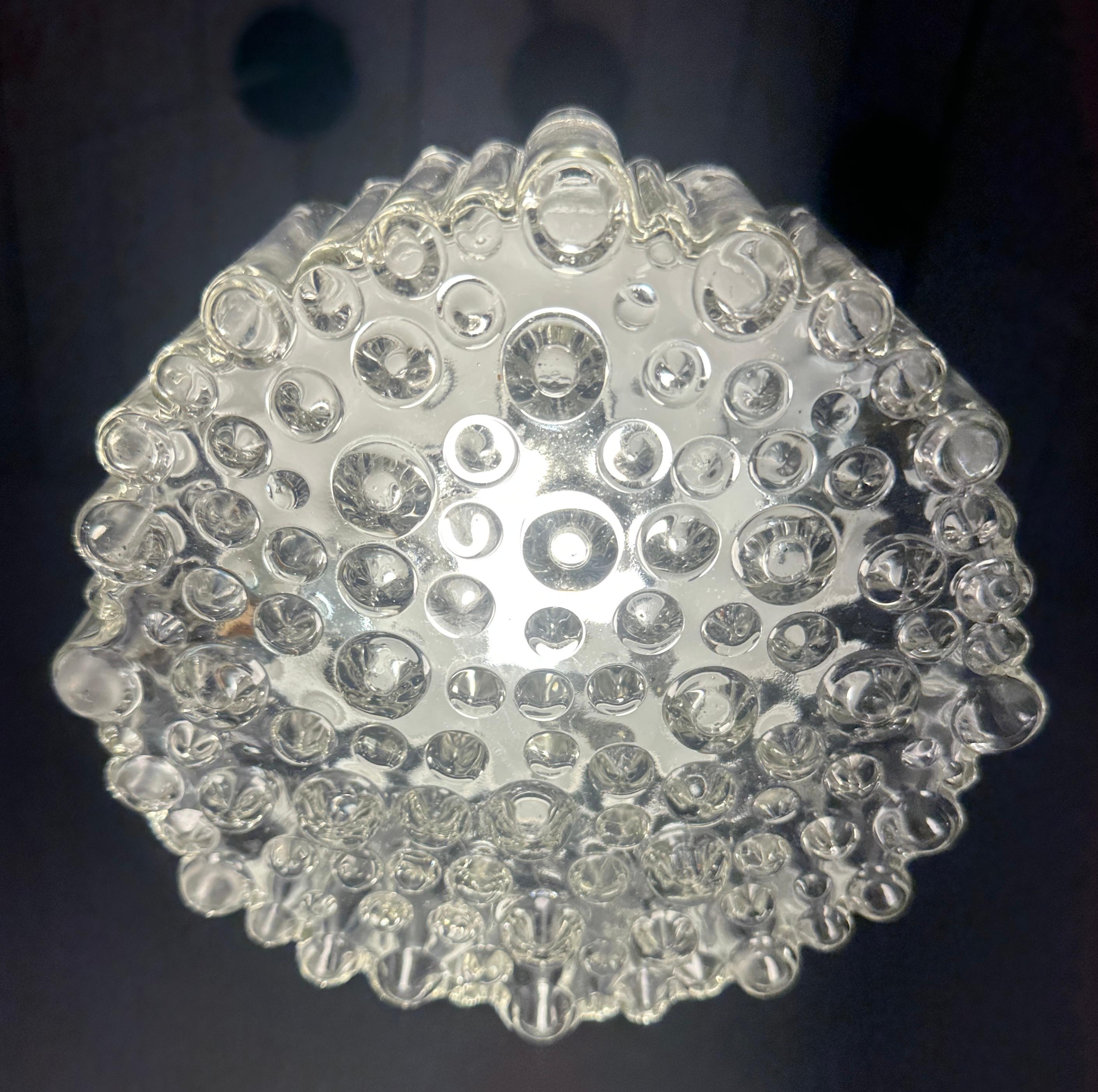 1970s German Staff Leuchten Chrome & Bubbled Glass Lights 3 available en vente 4