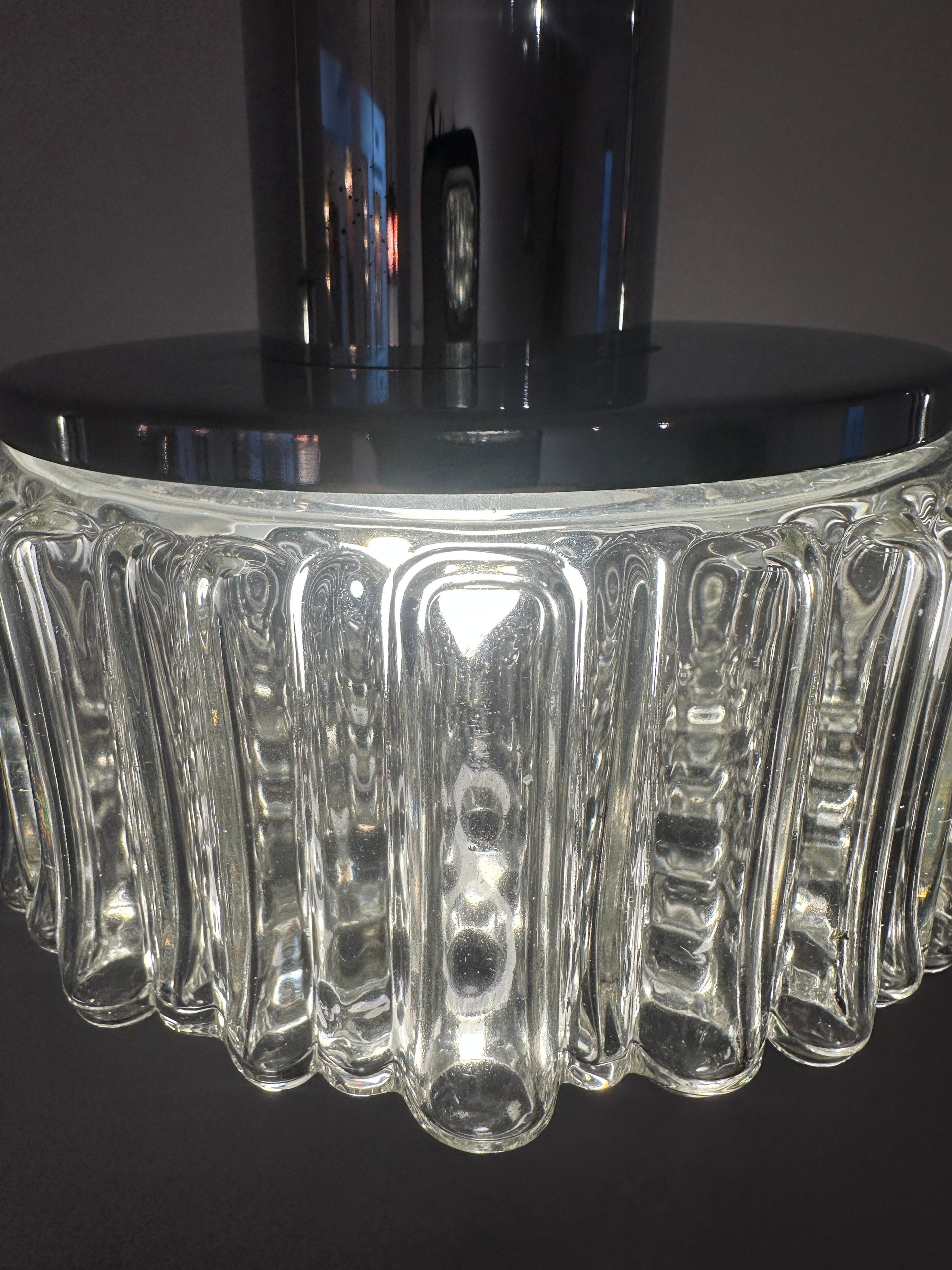 1970s German Staff Leuchten Chrome & Bubbled Glass Lights 3 available en vente 5