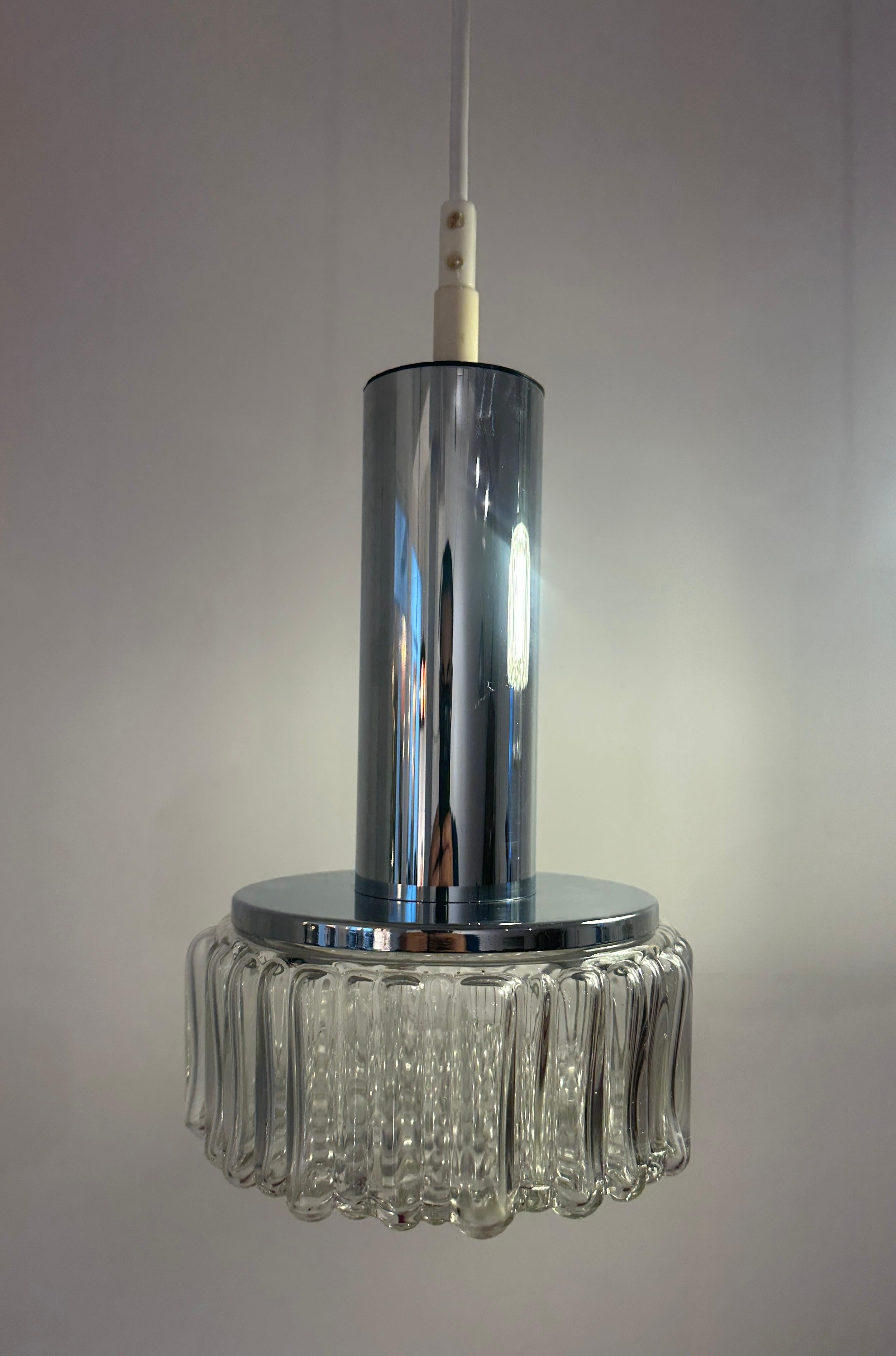 1970s German Staff Leuchten Chrome & Bubbled Glass Lights 3 available en vente 7
