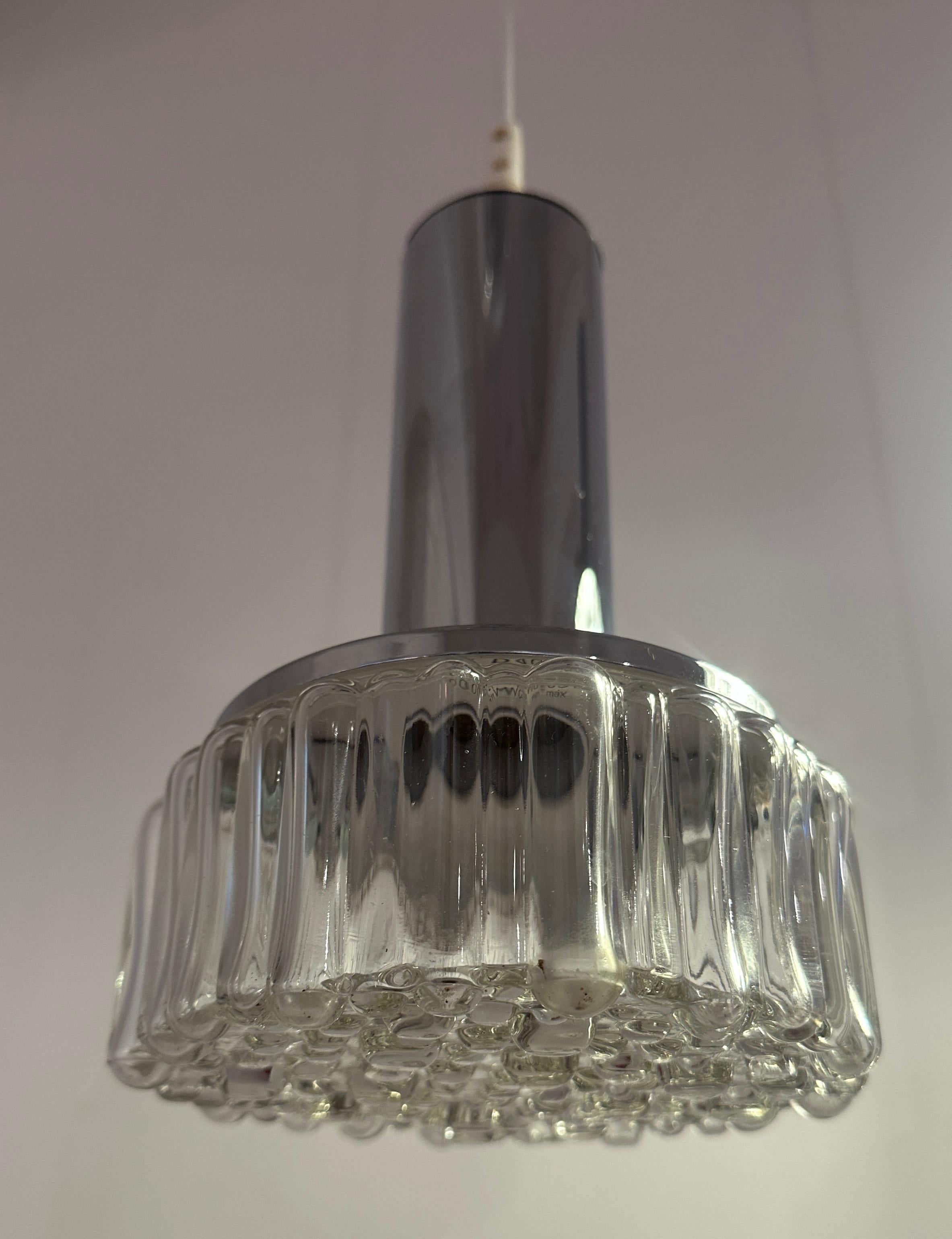 1970s German Staff Leuchten Chrome & Bubbled Glass Lights 3 available en vente 8