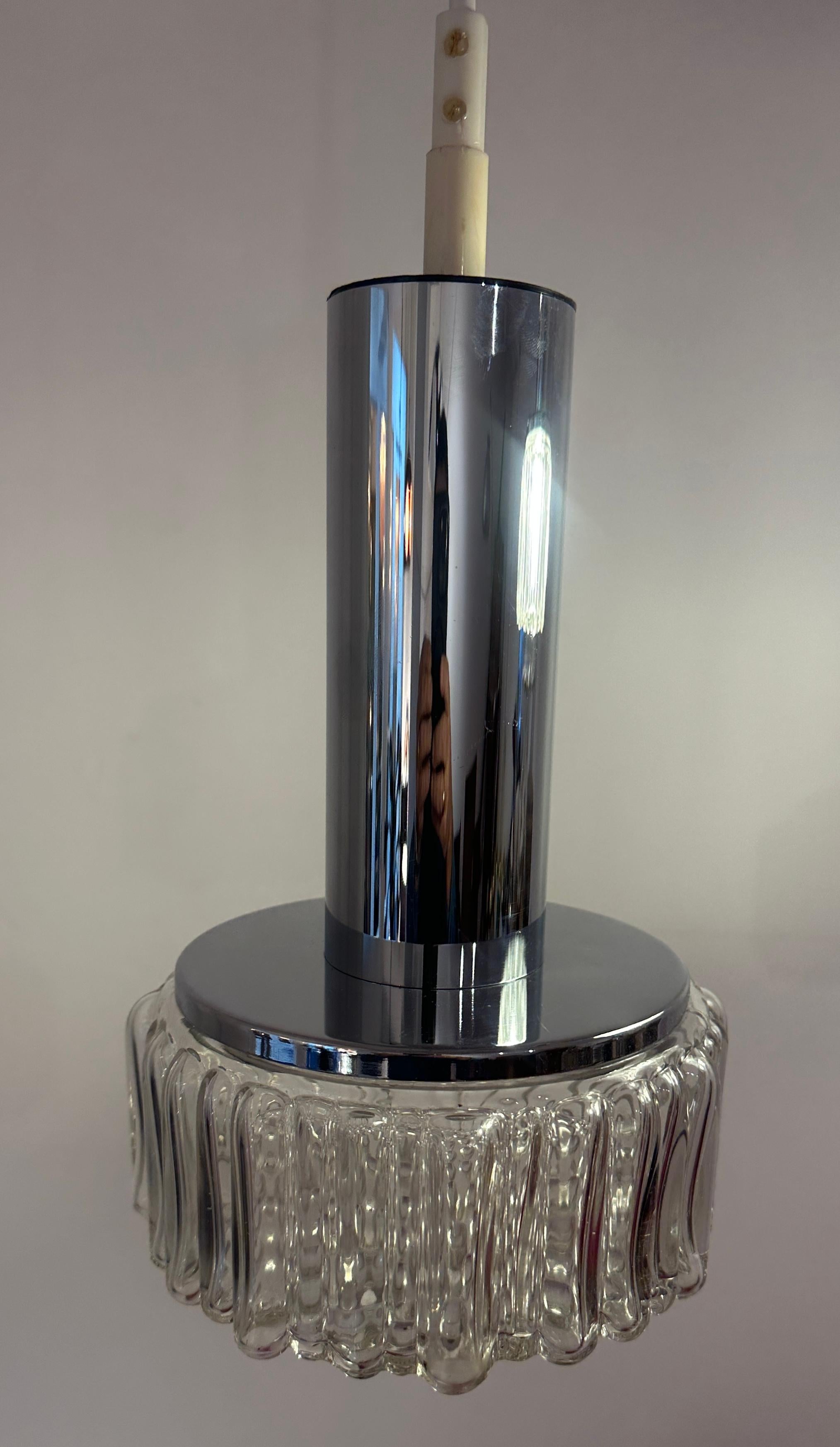 1970s German Staff Leuchten Chrome & Bubbled Glass Lights 3 available en vente 11