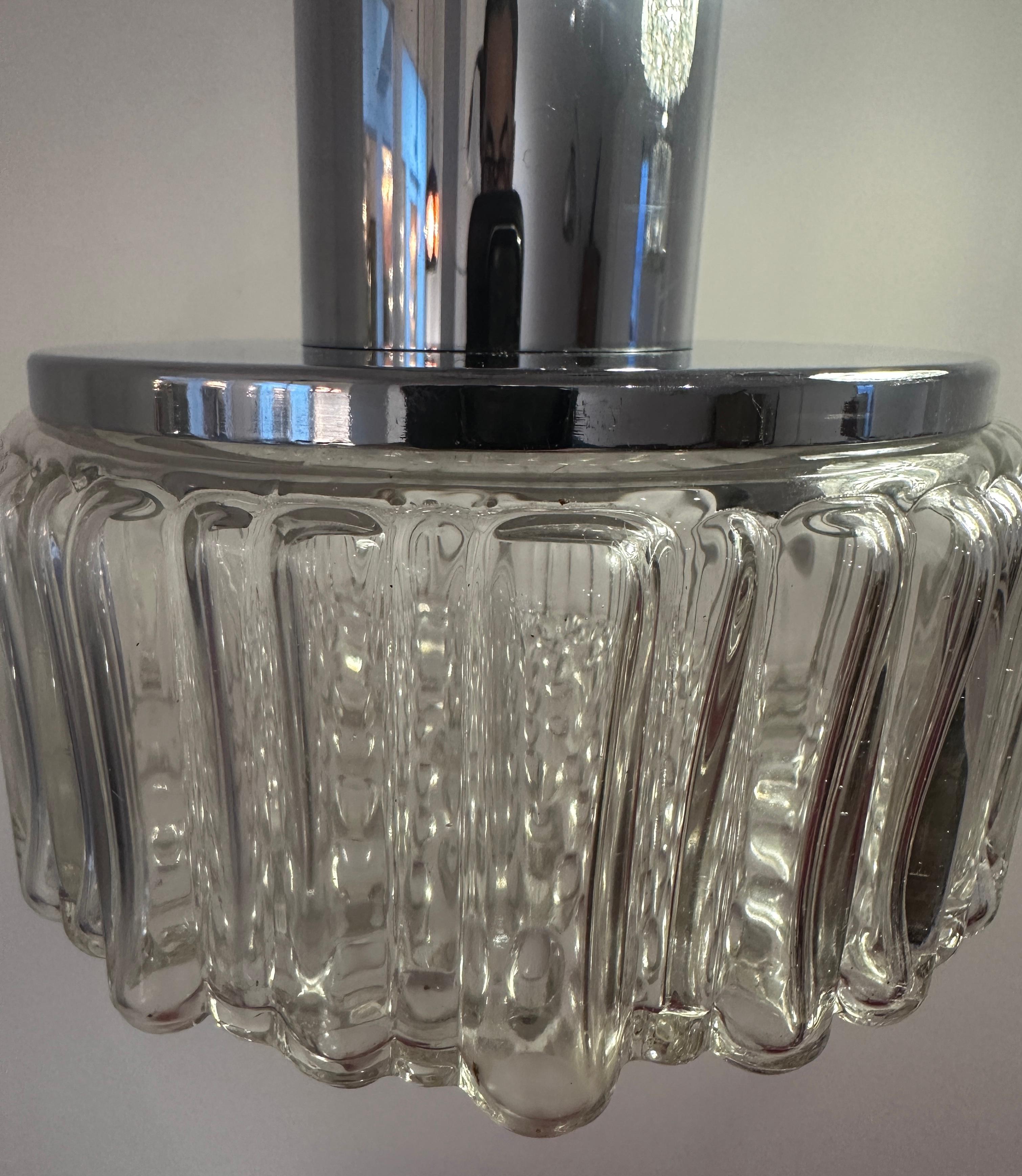 1970s German Staff Leuchten Chrome & Bubbled Glass Lights 3 available en vente 12