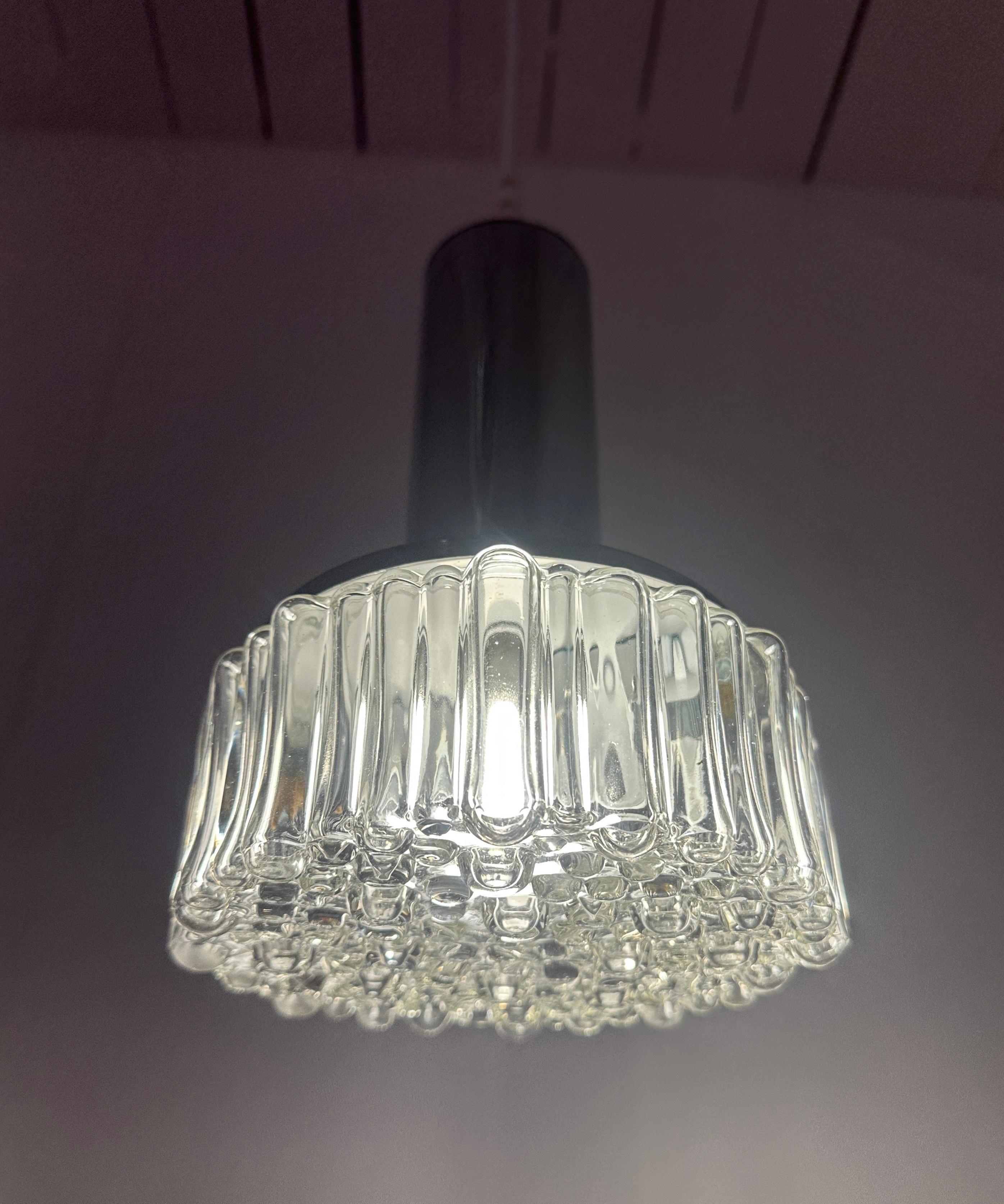 1970s German Staff Leuchten Chrome & Bubbled Glass Lights 3 available en vente 1