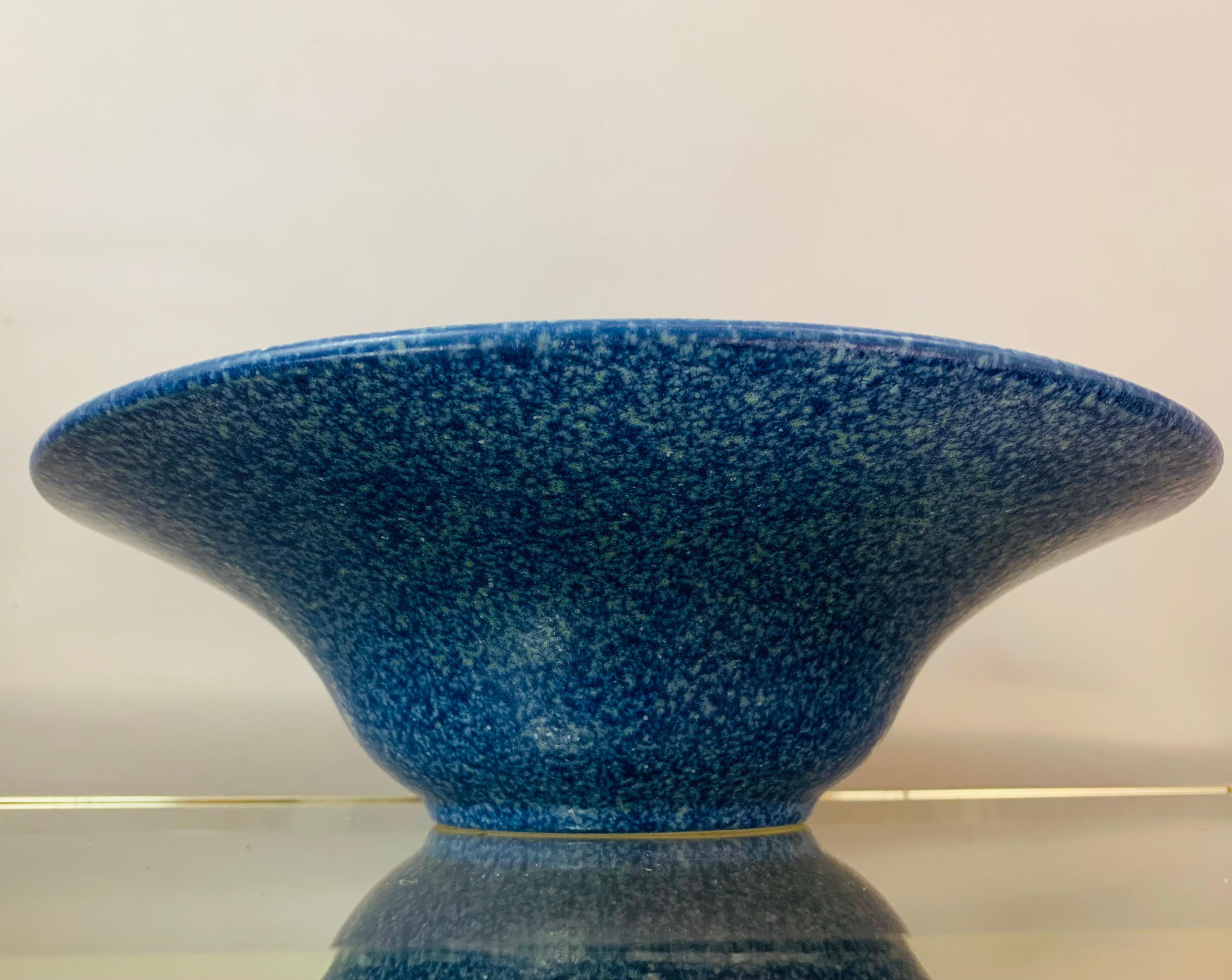 1970s German Studio Pottery Ceramic Blue Mottled Bowl by Pfeiffer Gerhards 5