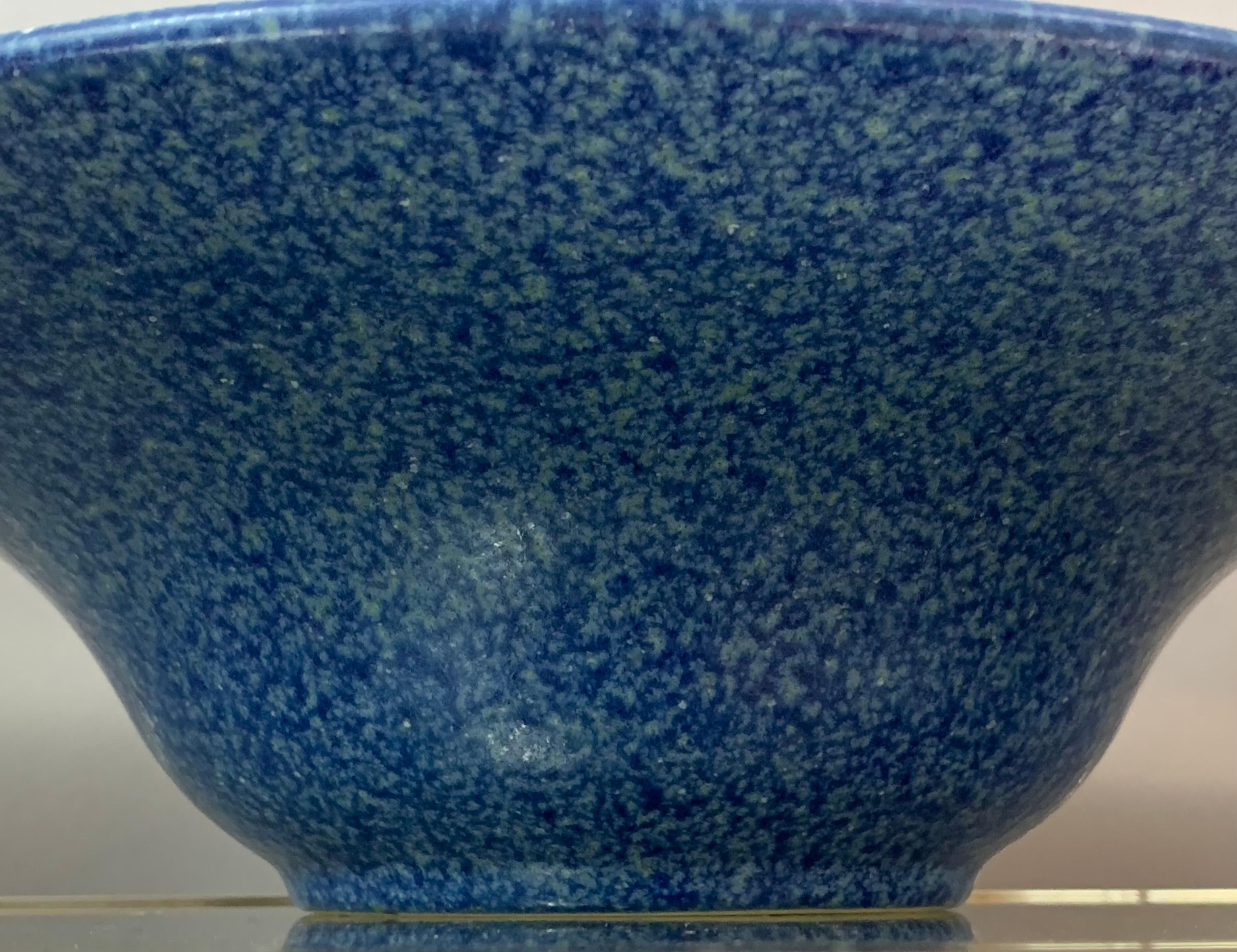 1970s German Studio Pottery Ceramic Blue Mottled Bowl by Pfeiffer Gerhards 6