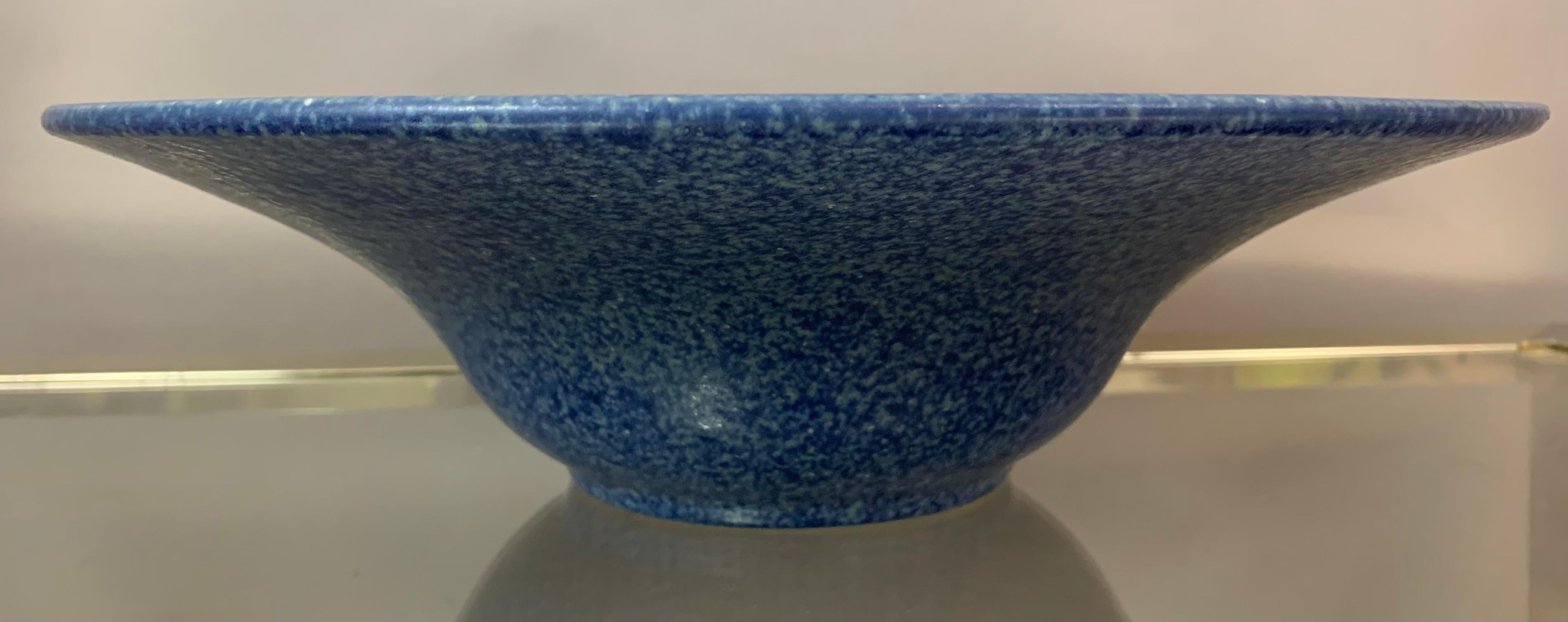 1970s German Studio Pottery Ceramic Blue Mottled Bowl by Pfeiffer Gerhards 4