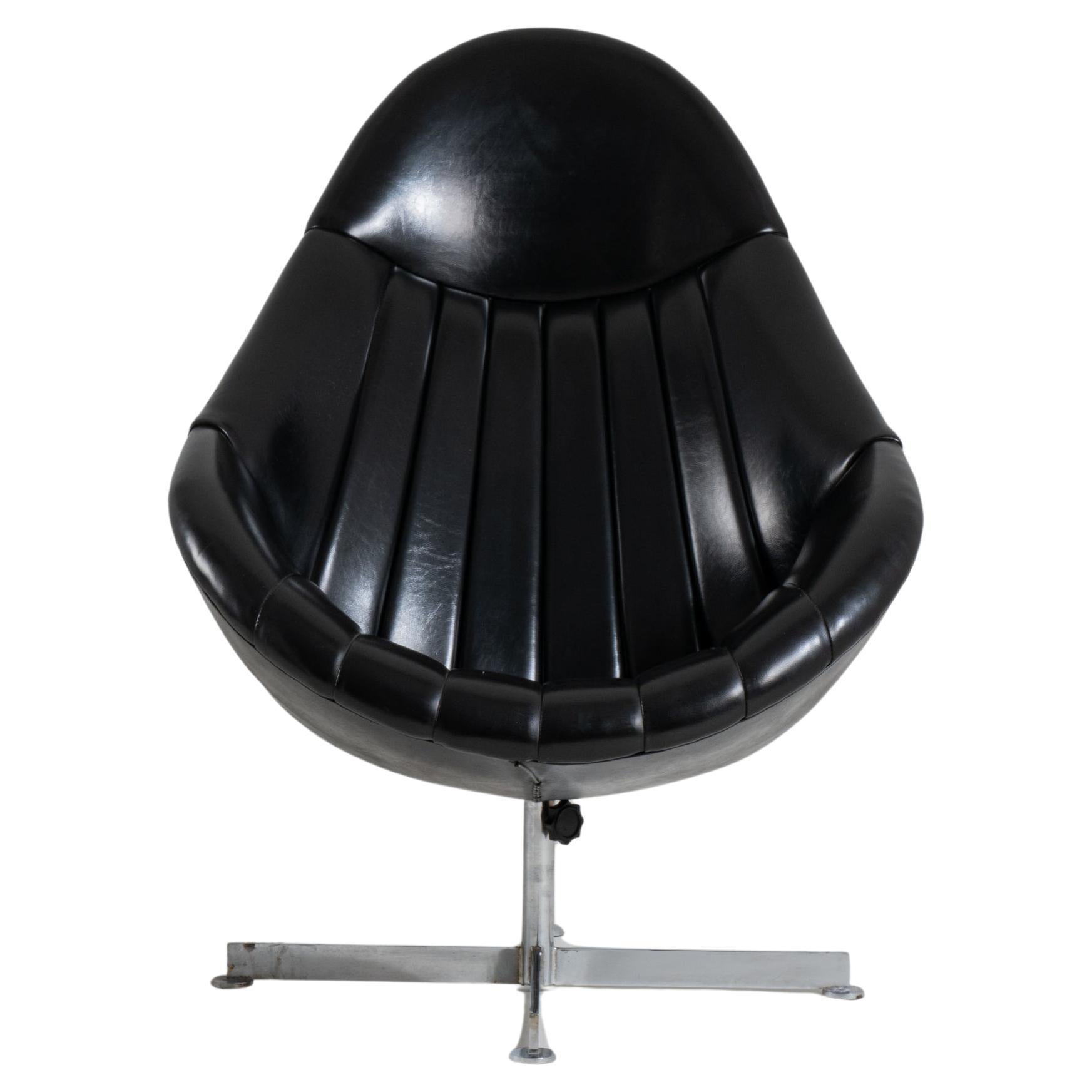 1970s German Swivel Black Egg Chair By Rohe Noorwolde For Sale