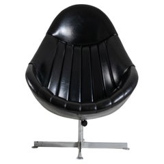 1970s German Swivel Black Egg Chair By Rohe Noorwolde