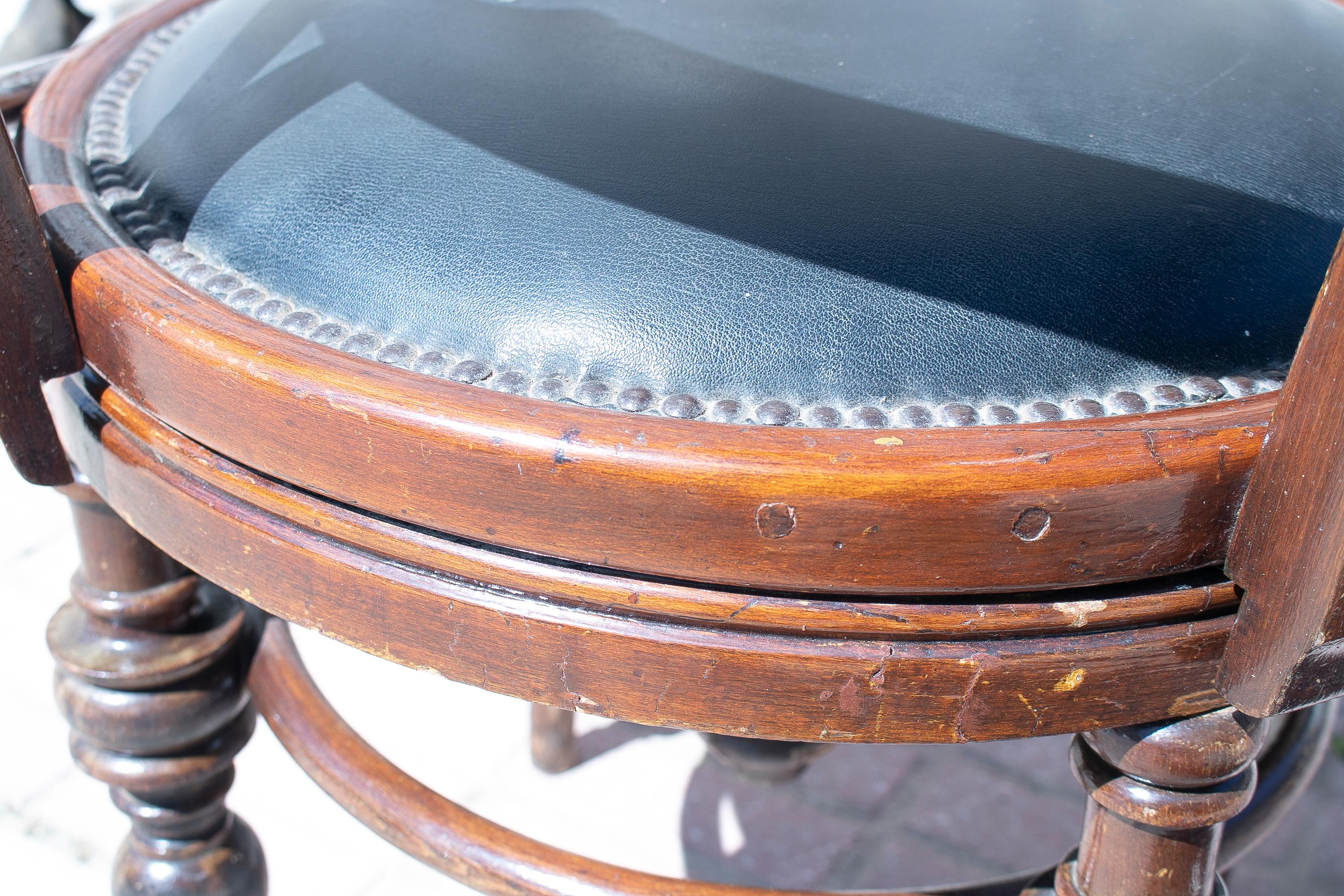 1970s German Swivel Office Chair w/ Leather Seat 6