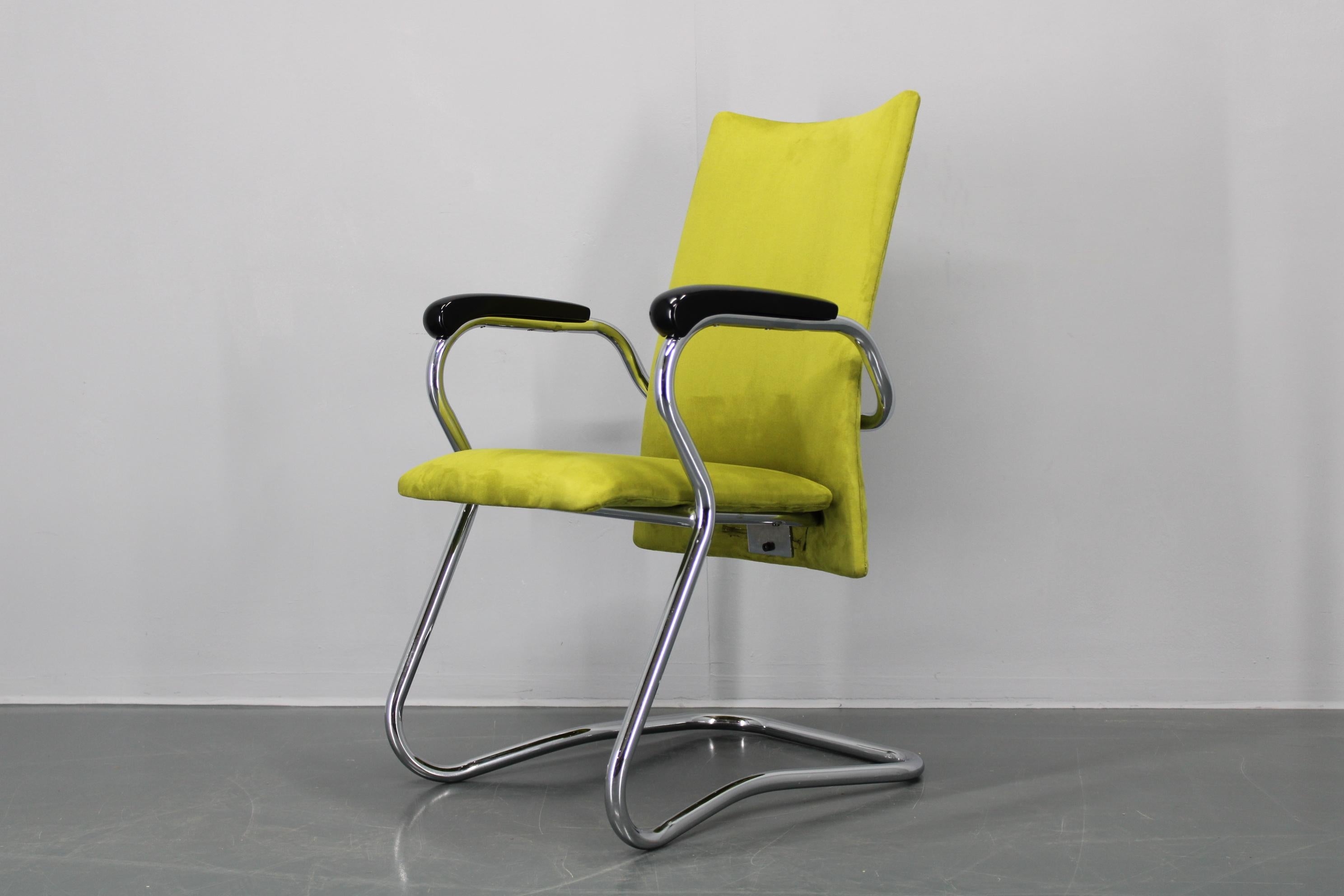 Mid-Century Modern 1970s German Tubular Armchair or Desk Chair, Restored For Sale