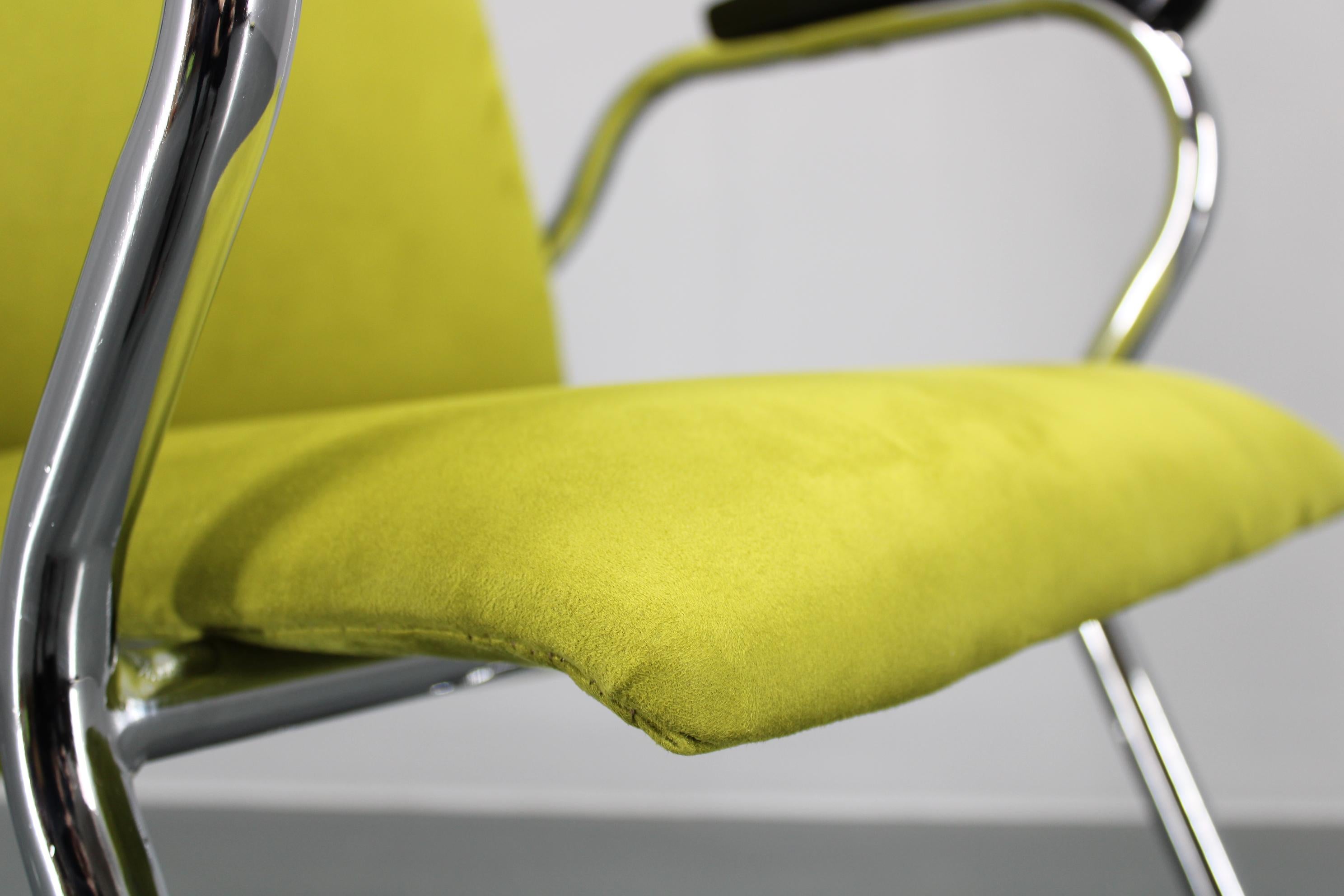 Chrome 1970s German Tubular Armchair or Desk Chair, Restored For Sale