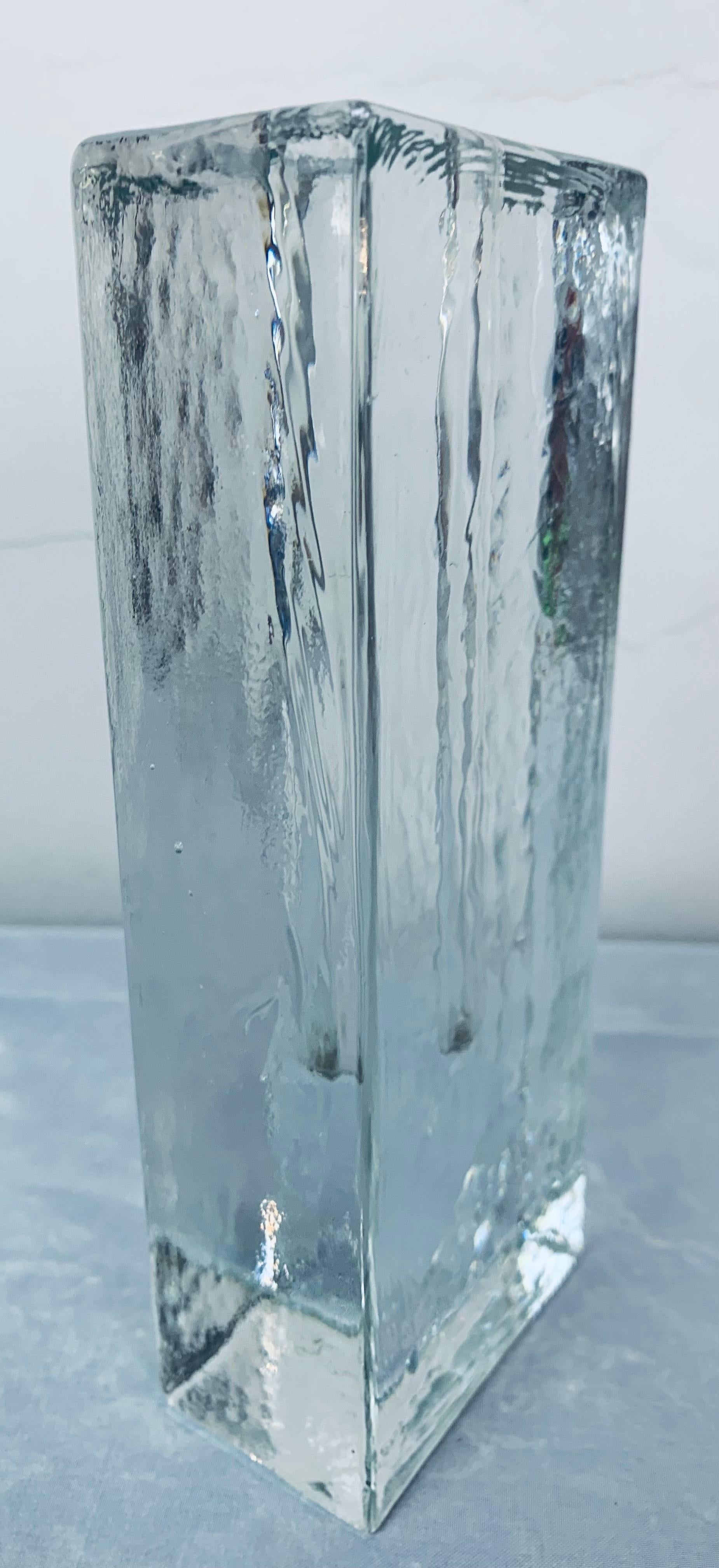 1970s German Wiesenthal Solifleur Bud Block Rectangular Glass Vase - Klaus Breit In Good Condition In London, England