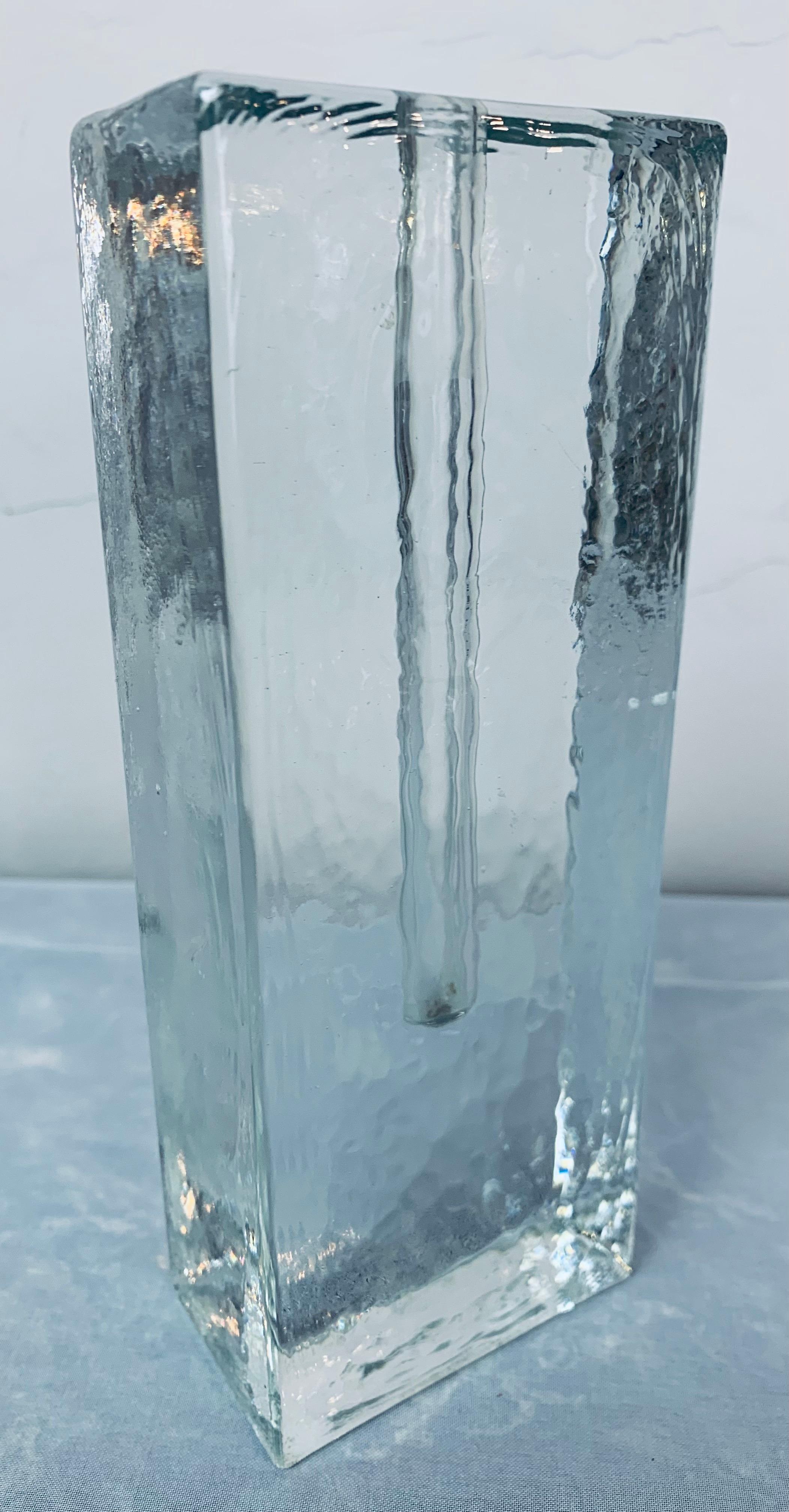 20th Century 1970s German Wiesenthal Solifleur Bud Block Rectangular Glass Vase - Klaus Breit