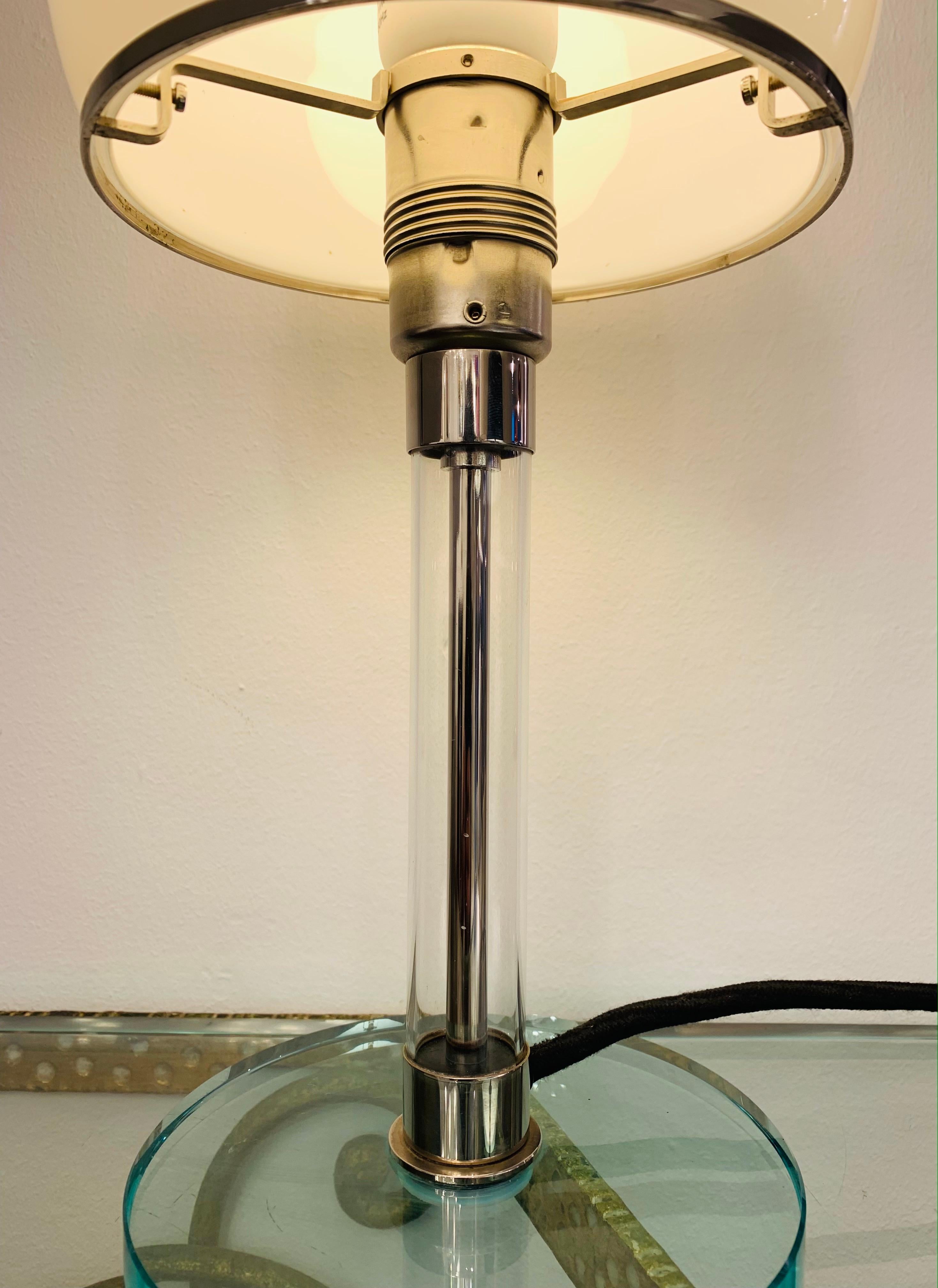 1970s German Wilhelm Wagenfeld WG 24 Opal Glass Domed Table Lamp for Tecnolumen 4