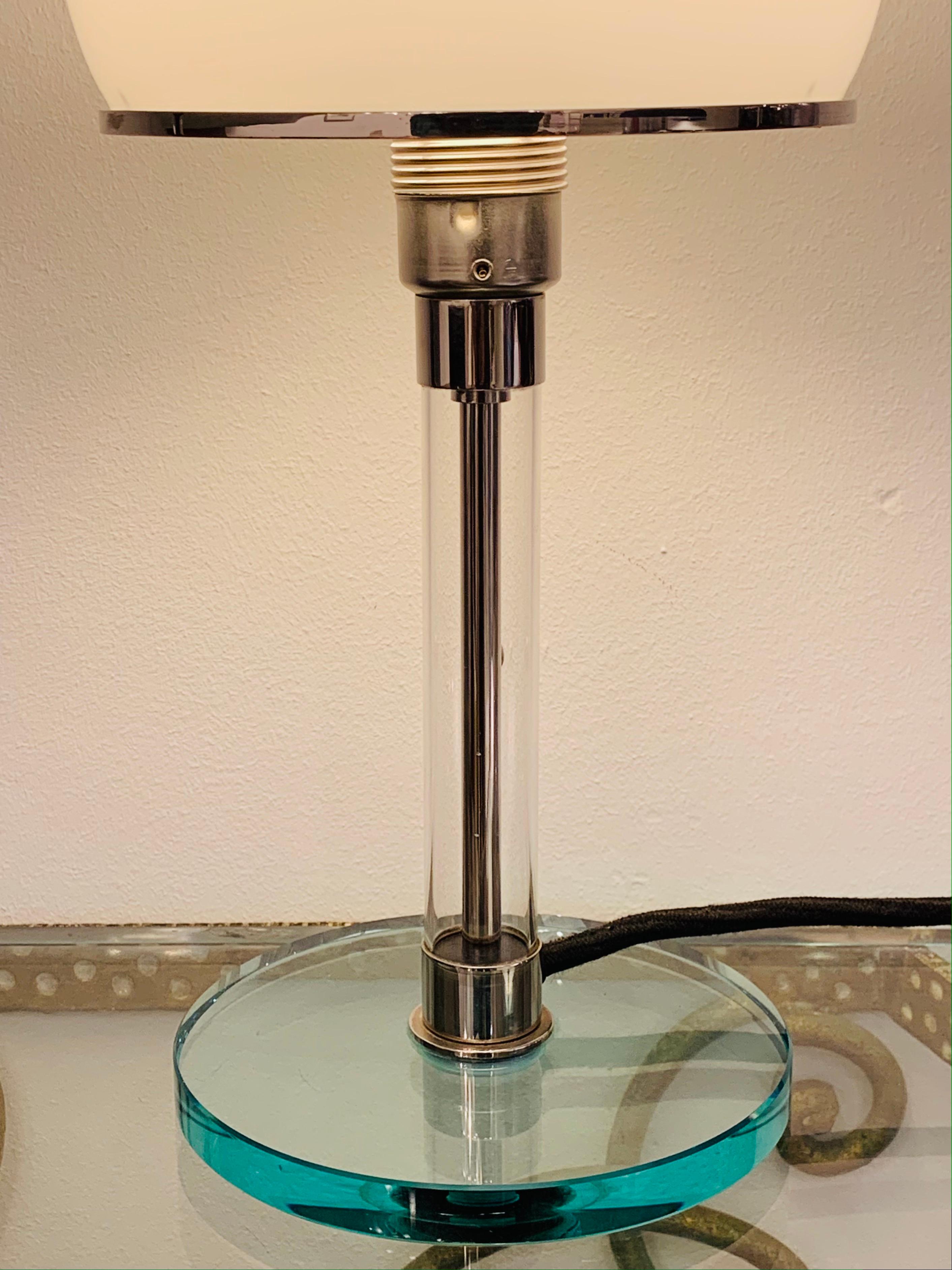 1970s German Wilhelm Wagenfeld WG 24 Opal Glass Domed Table Lamp for Tecnolumen 9