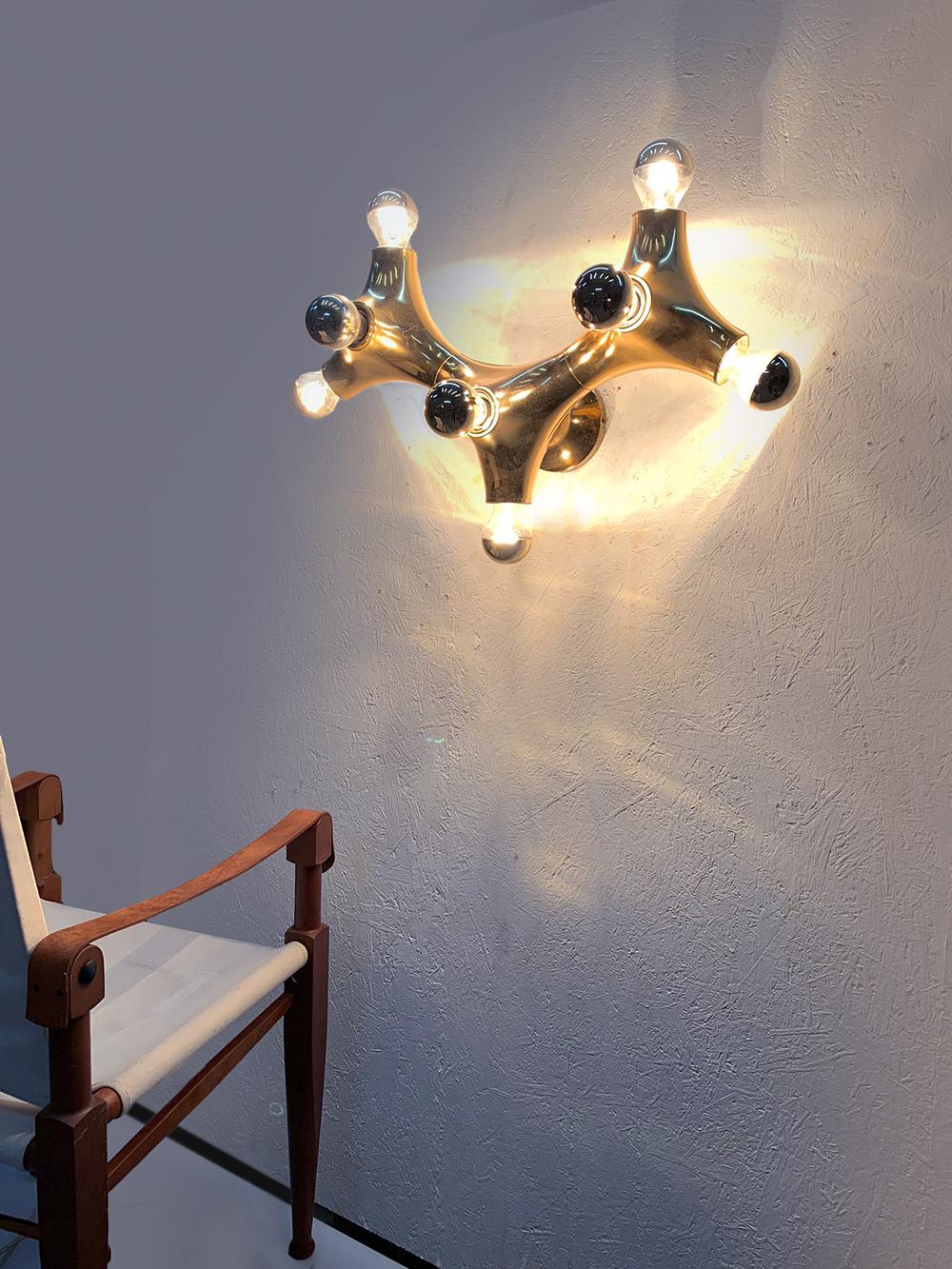 1970s Alemania Cosack Gemini Organic Golden Space Age Aplique de Pared, Set de 2 finales del siglo XX en venta