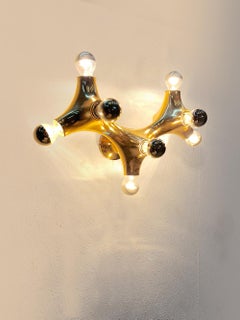 1970s Germany Cosack Gemini Organic Golden Space Age Wall Light, Set of 2