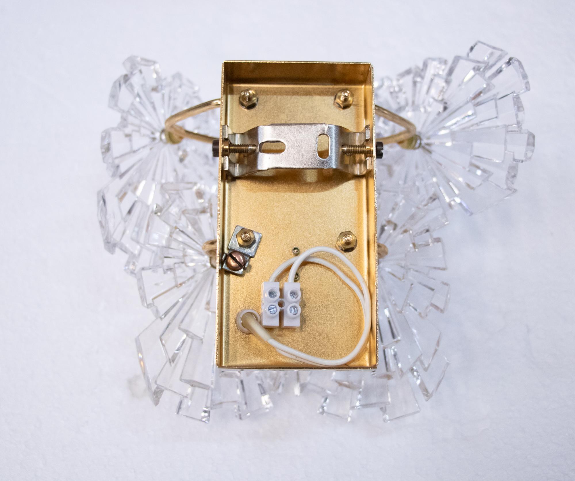 1970s Germany Kinkeldey Starburst Wall Sconces Crystals & Gilt-Brass, Set of 2 For Sale 4