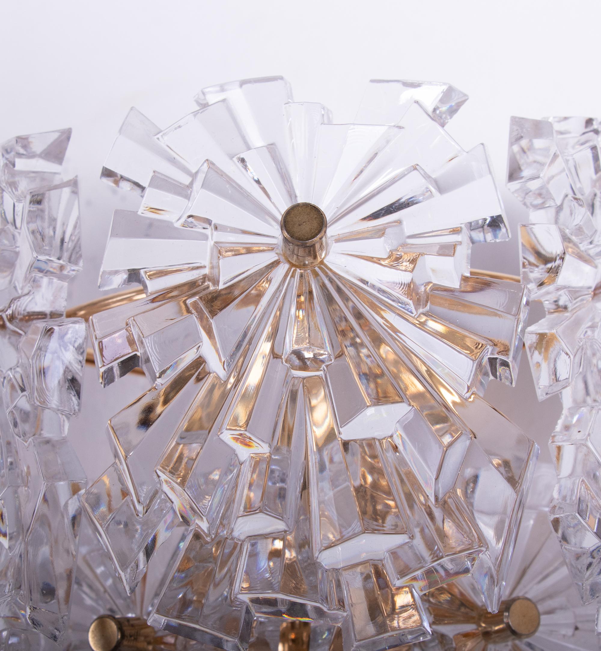 1970s Germany Kinkeldey Starburst Wall Sconces Crystals & Gilt-Brass, Set of 2 For Sale 1