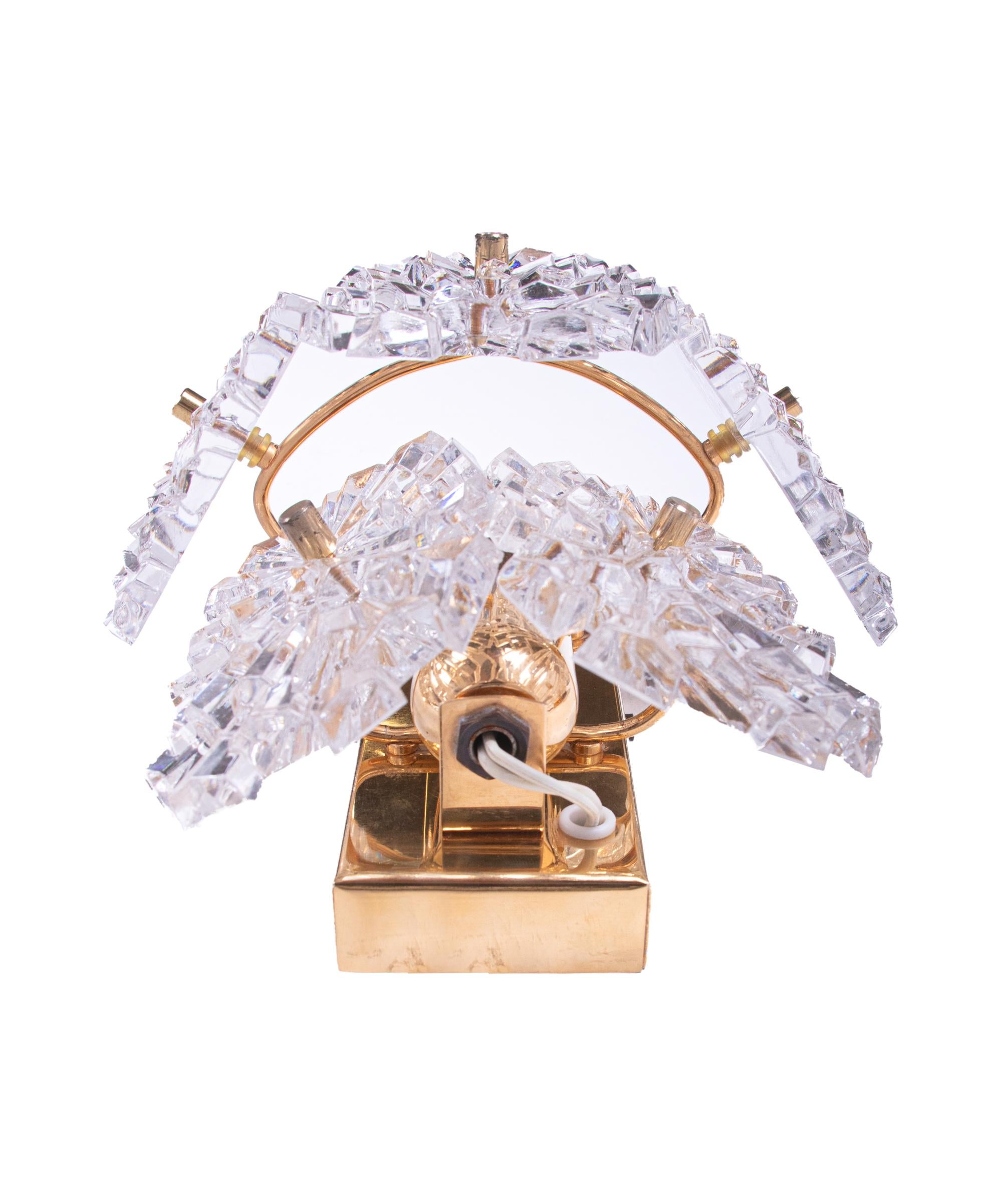 1970s Germany Kinkeldey Starburst Wall Sconces Crystals & Gilt-Brass, Set of 2 For Sale 3