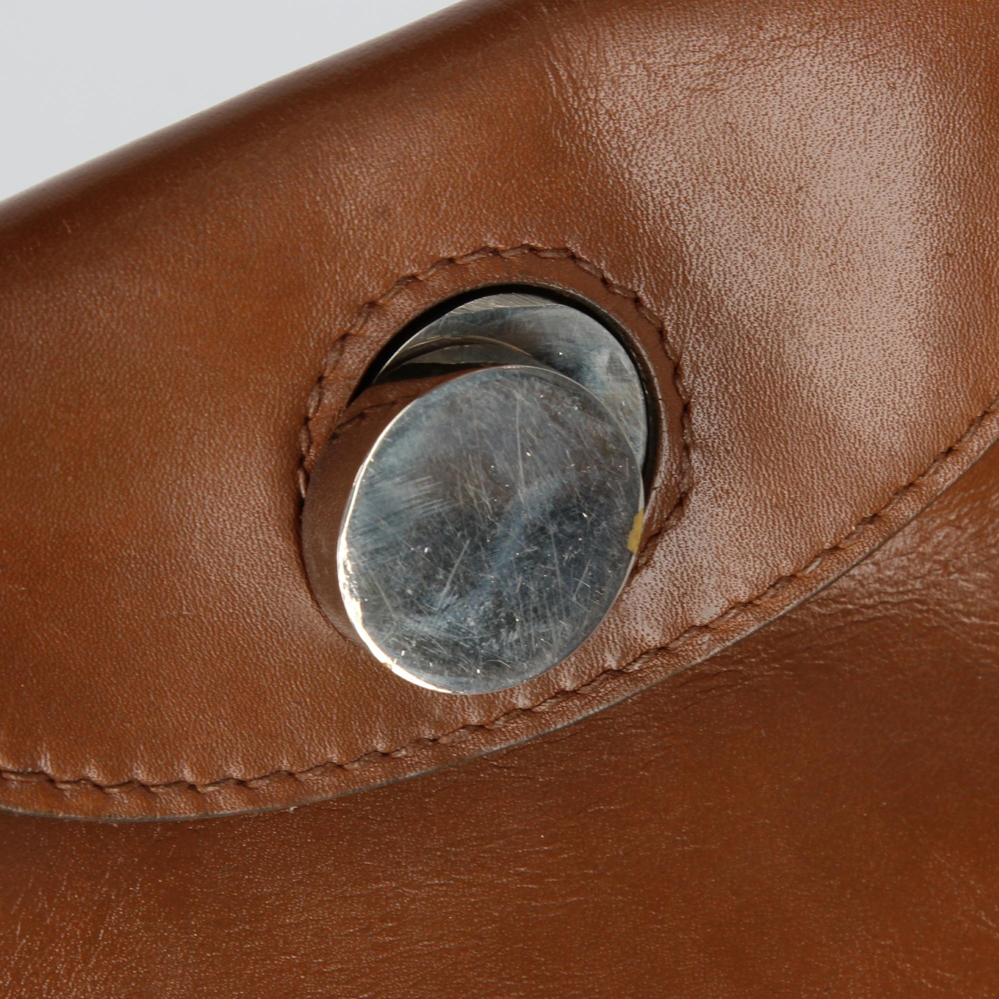 Brown 1970s Gherardini Vintage brown leather handbag For Sale