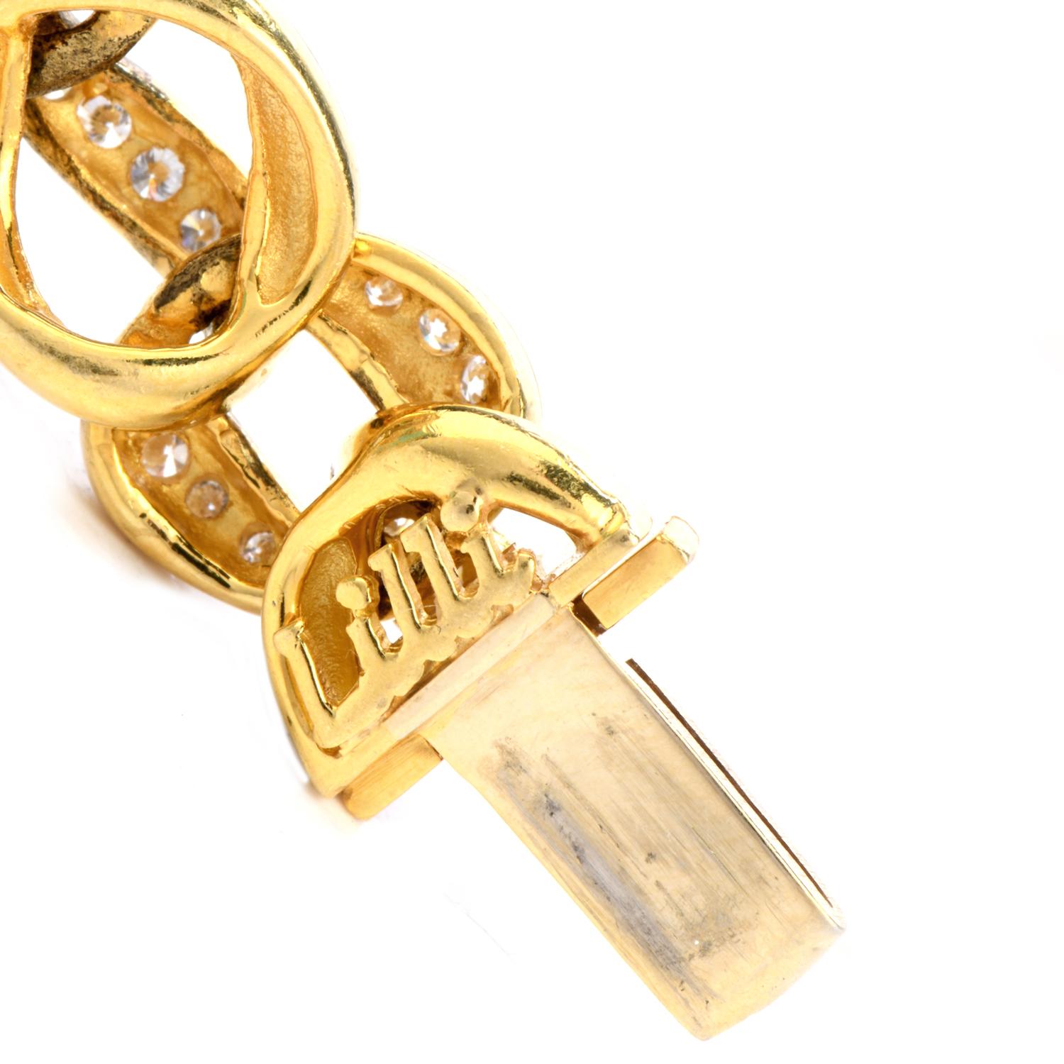 1970er GIA Persischer Türkis 18 Karat Gold Diamant Oval Link Halskette 1