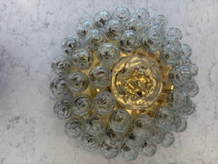 1970's Giant Swirled Glass Snowball Flush Mount Fixture by Doria Leuchten