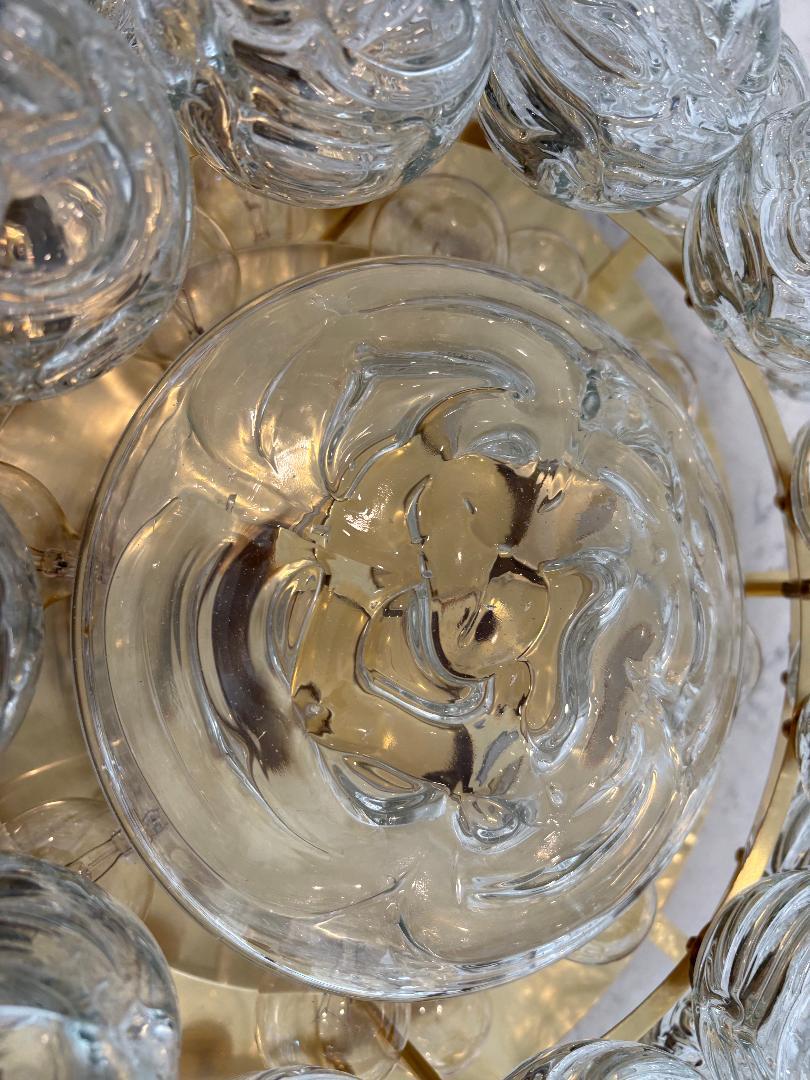 German 1970's Giant Swirled Glass Snowball Flush Mount Fixture by Doria Leuchten For Sale