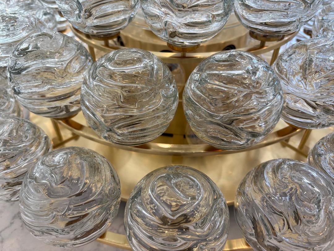 1970's Giant Swirled Glass Snowball Flush Mount Fixture by Doria Leuchten In Good Condition For Sale In New York, NY
