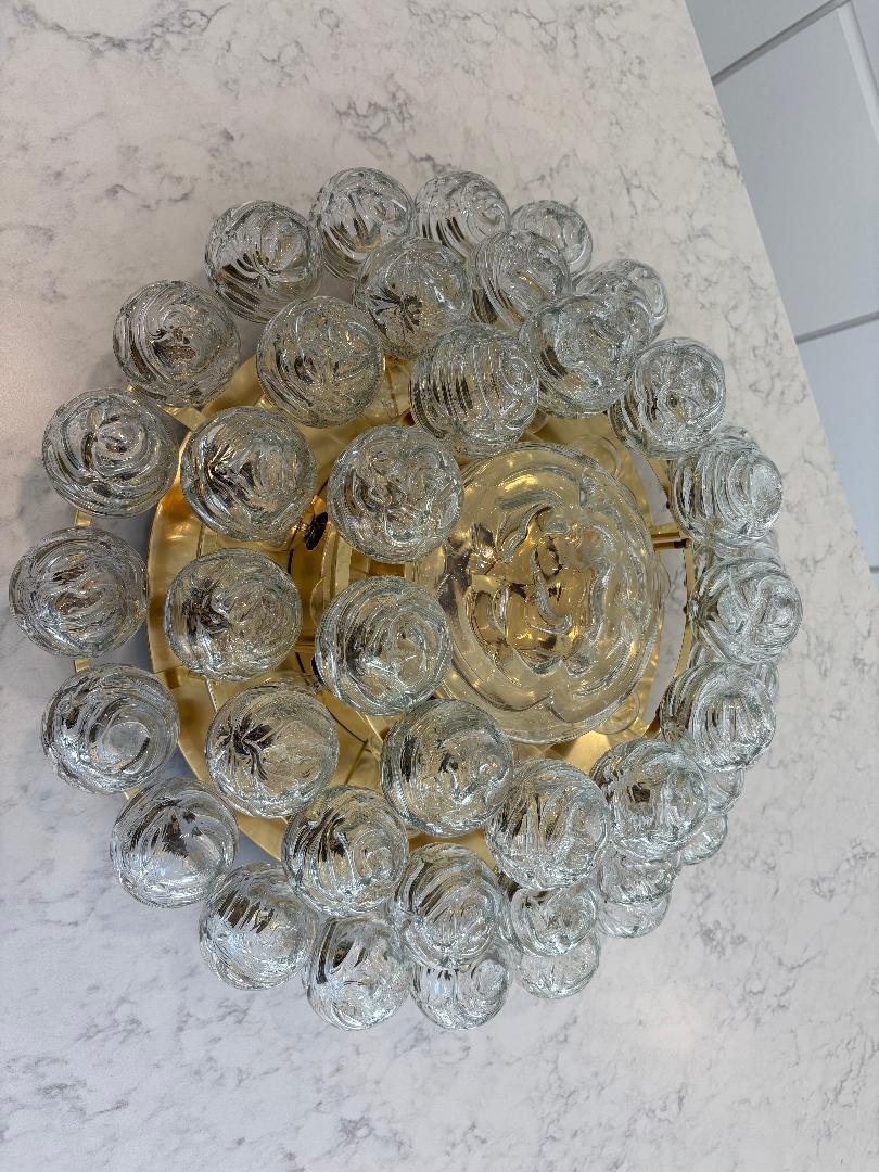 Late 20th Century 1970's Giant Swirled Glass Snowball Flush Mount Fixture by Doria Leuchten For Sale