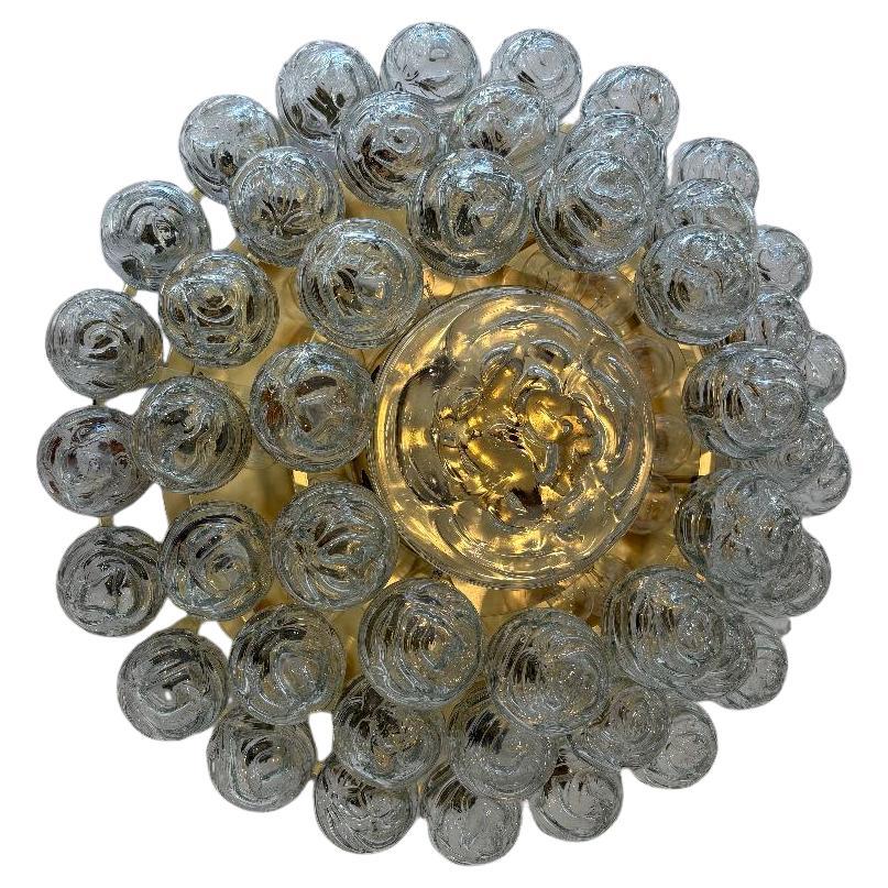 1970's Giant Swirled Glass Snowball Flush Mount Fixture by Doria Leuchten For Sale