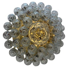 1970's Giant Swirled Glass Snowball Flush Mount Fixture by Doria Leuchten
