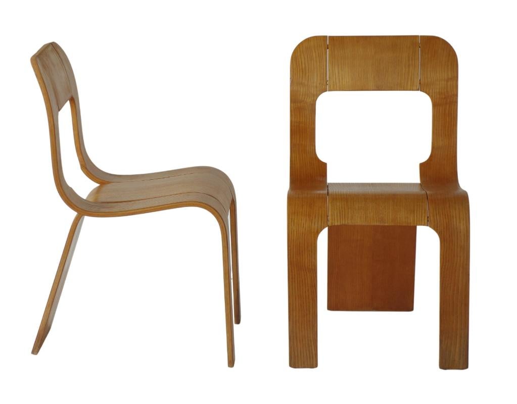 Mid-Century Modern 1970s Gigi Sabadin Stilwood Italian Design Playwood Chair, Set of 4 For Sale