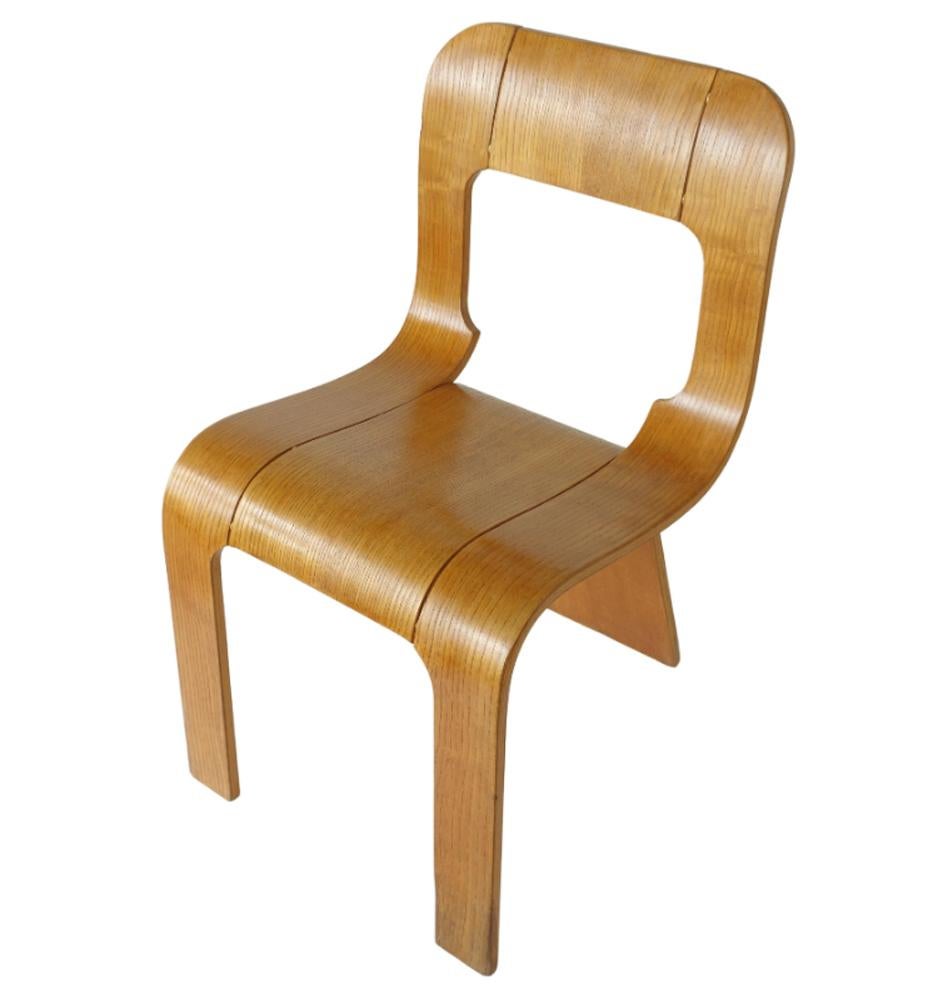 1970s Gigi Sabadin Stilwood Italian Design Playwood Chair, Set of 4 In Excellent Condition For Sale In Brescia, IT
