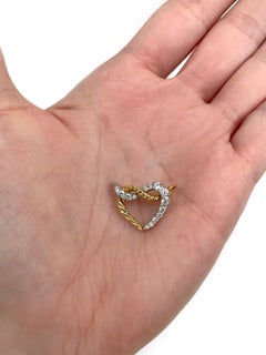 1970s Gilbert Albert 18 Karat Gold Diamond Heart Pendant
