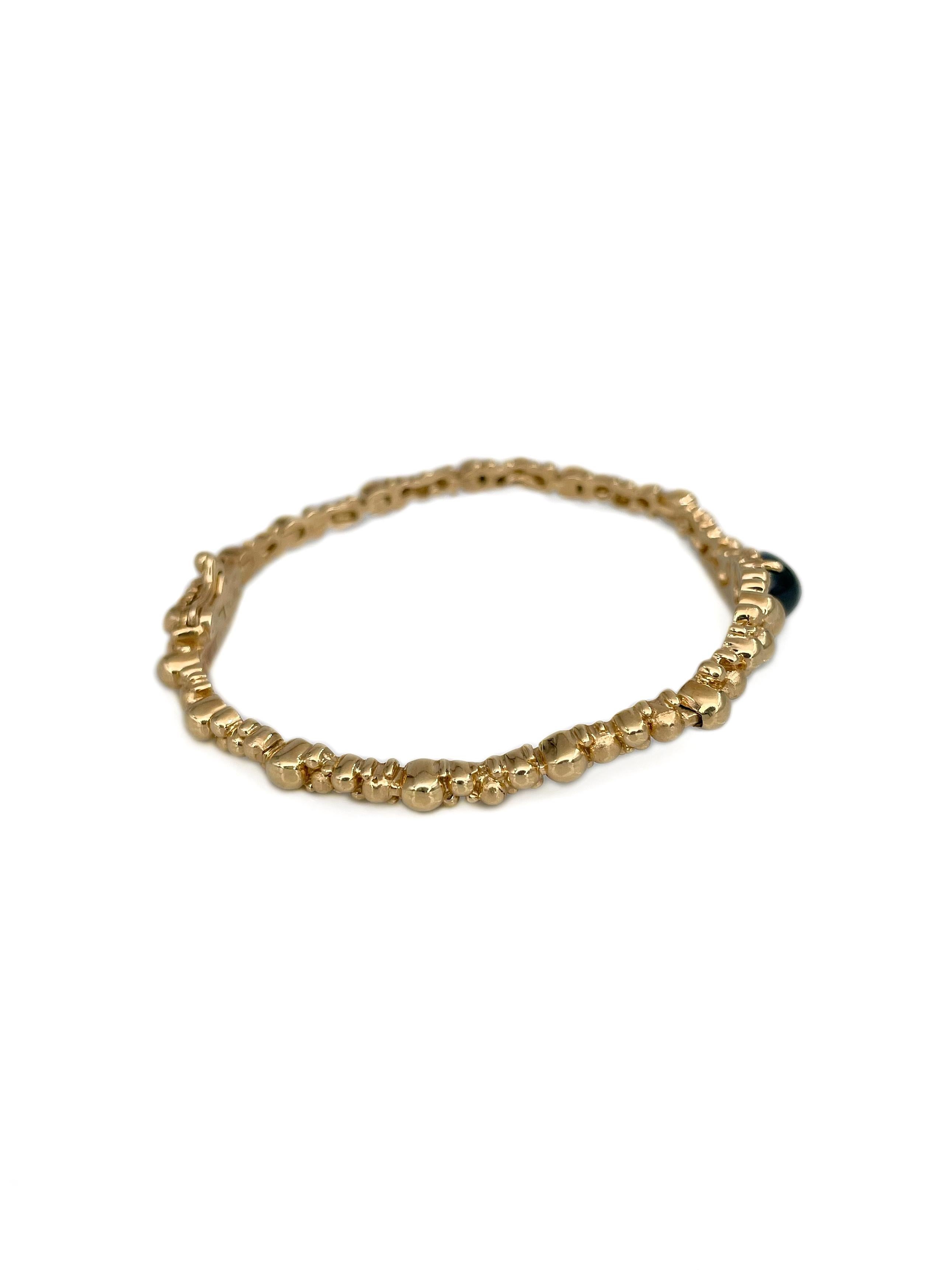 Moderno Gilbert Albert anni '70 in oro 18 carati con motivo a bolla di zaffiro e bracciale con cerniera in vendita