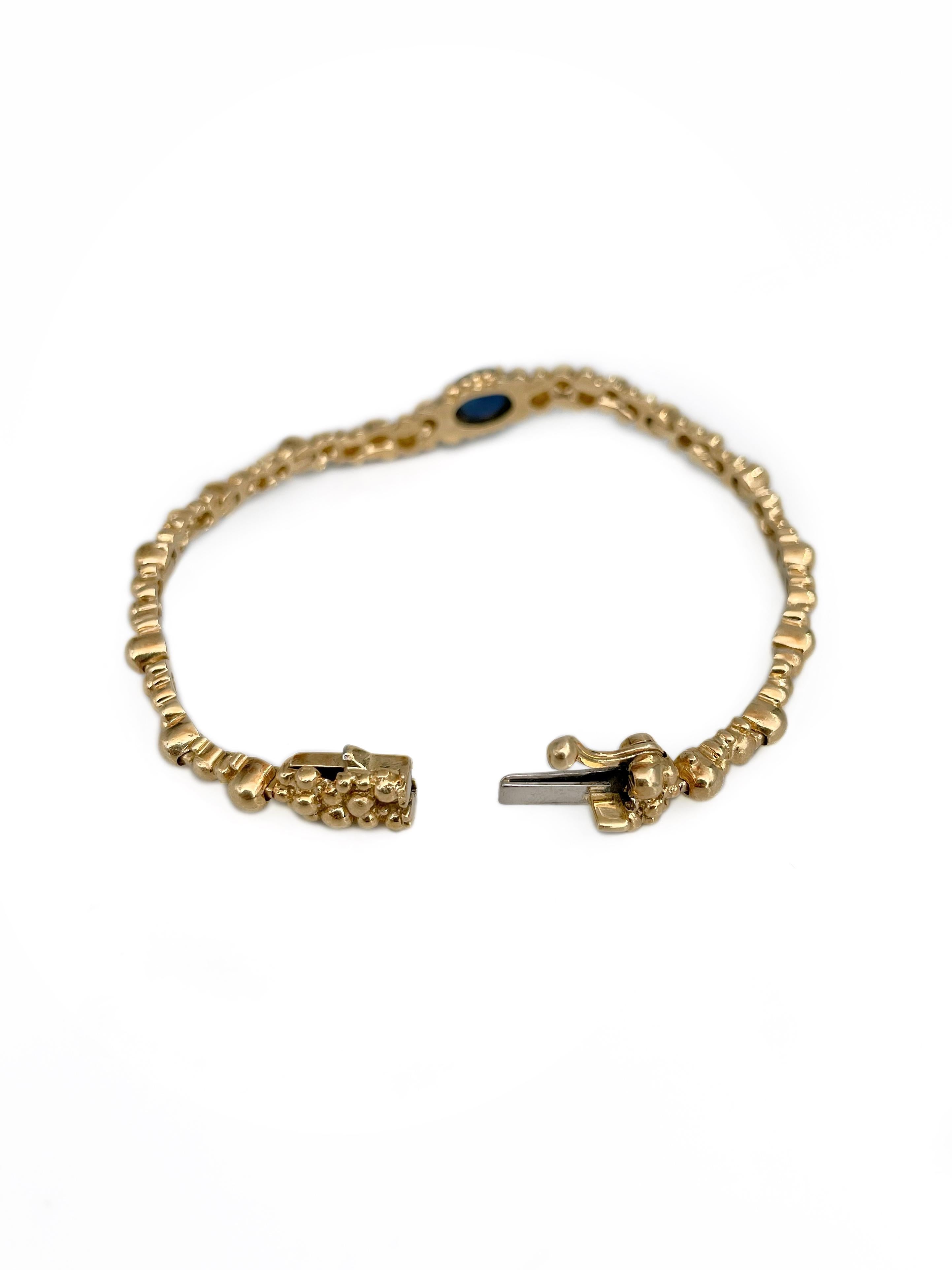 Gilbert Albert anni '70 in oro 18 carati con motivo a bolla di zaffiro e bracciale con cerniera In condizioni buone in vendita a Vilnius, Vilniaus apskr.