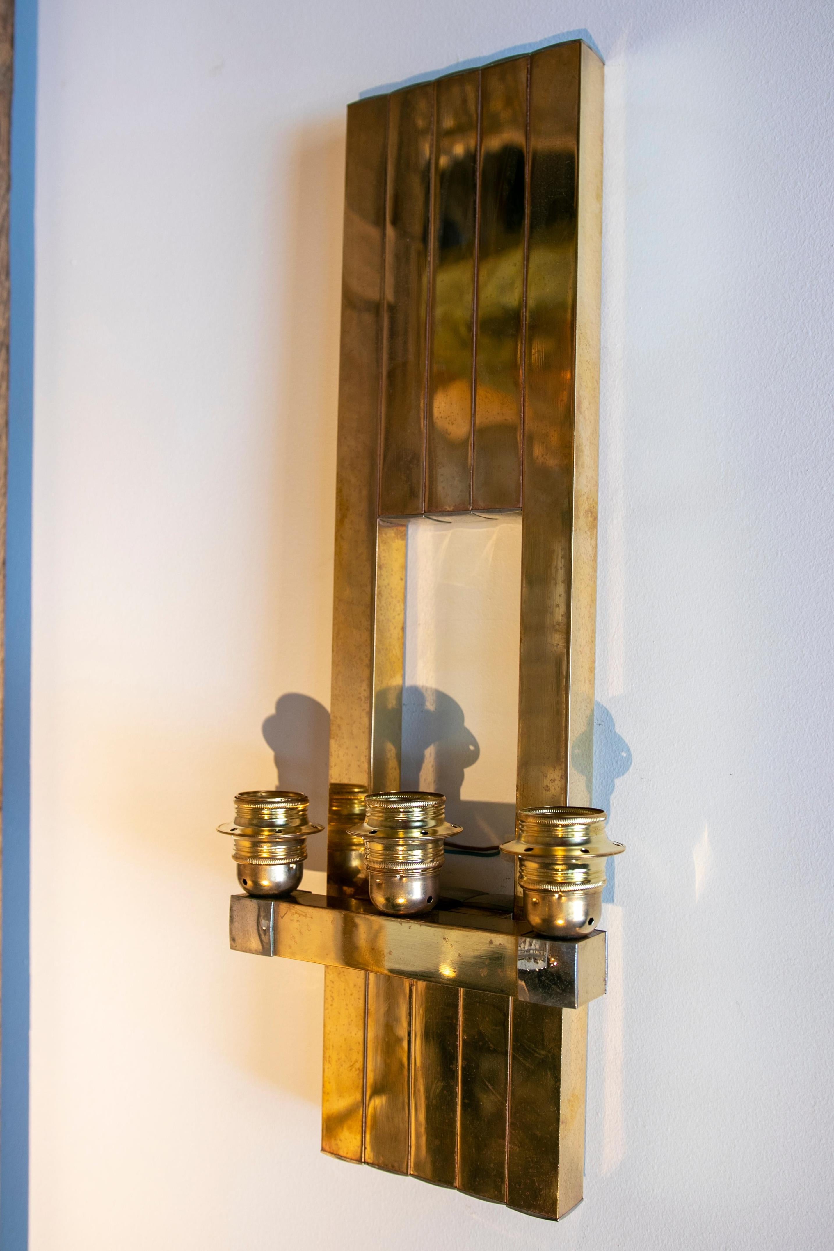 1970s Gilded Bronze Wall Sconce In Good Condition For Sale In Marbella, ES