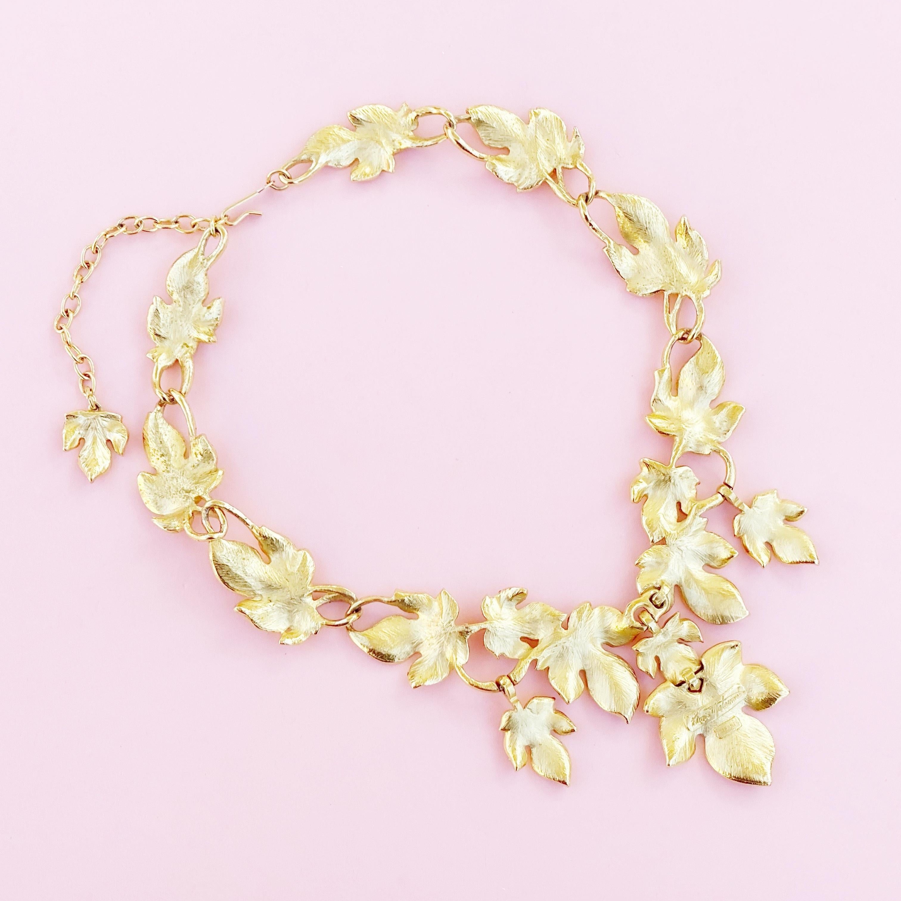 Women's 1970s Gilded Leaves Statement Choker Necklace By Kunio Matsumoto For Trifari