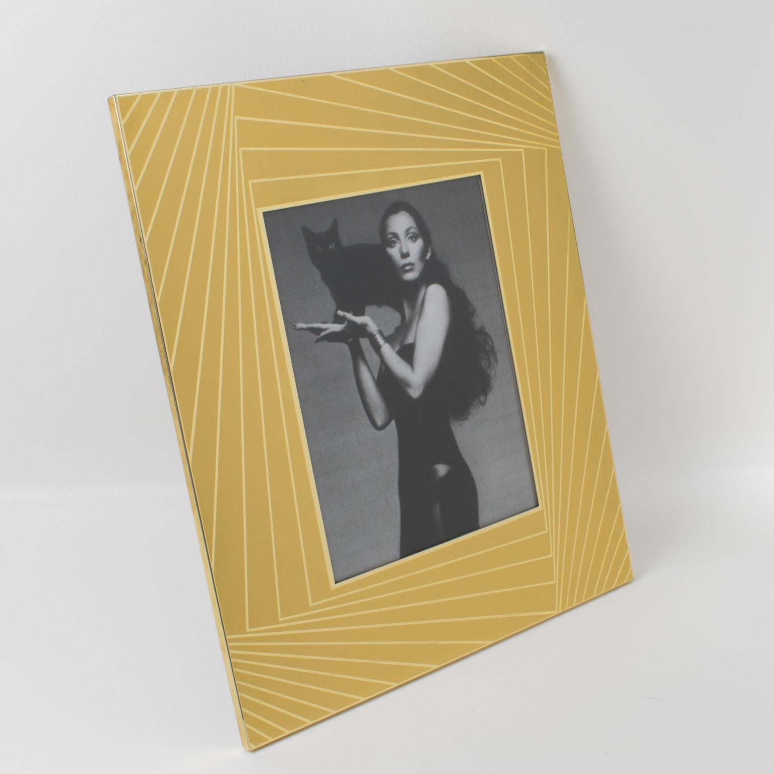 Mid-Century Modern Umberto Mascagni Gilt Aluminum Picture Frame, Italy 1970s