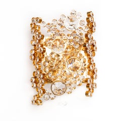 1970's Gilt Brass & Crystal Glass Scones by Palwa