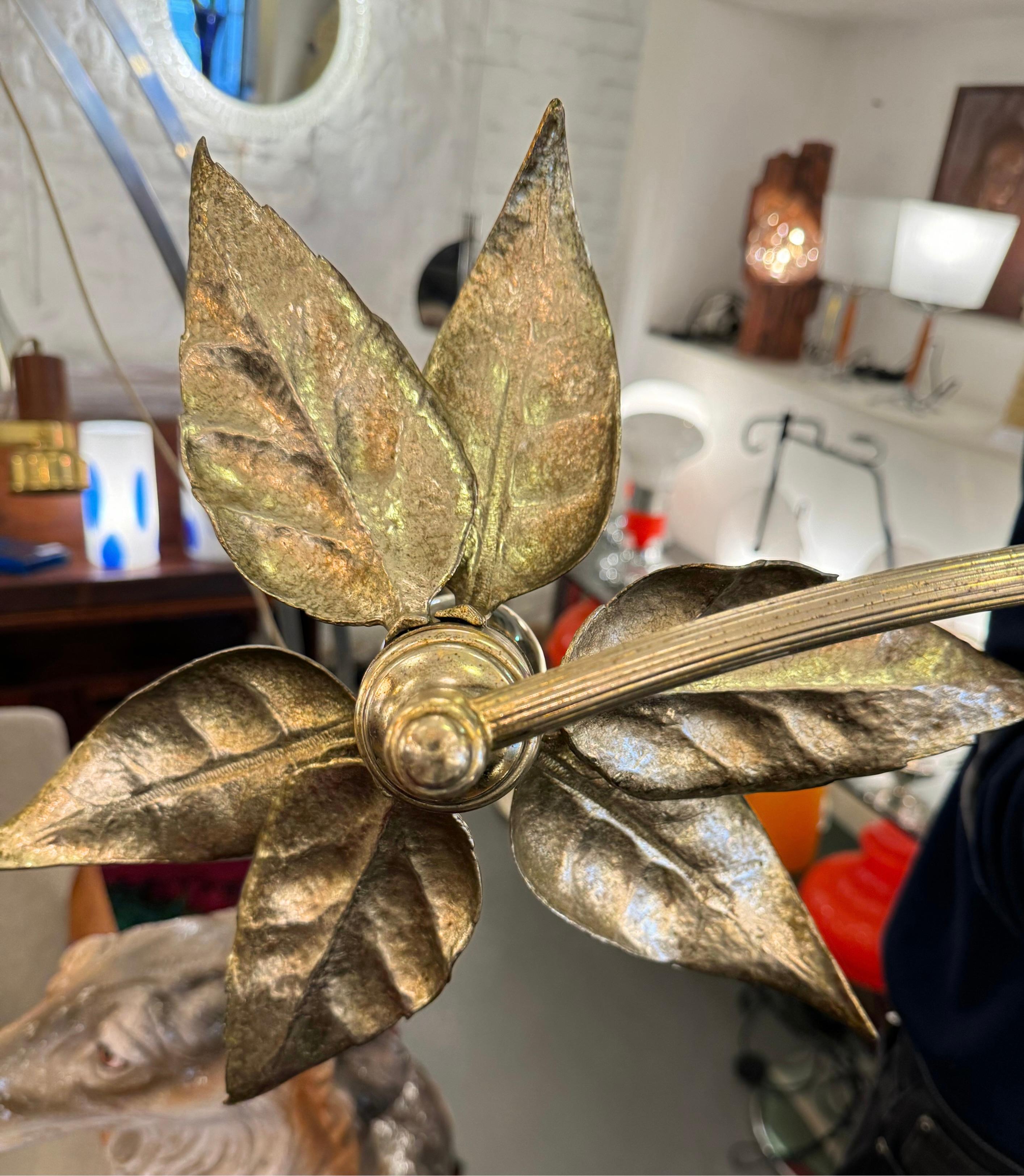 1970s Gilt Brass Flower Wall Lamp by Willy Daro for Massive Lighting 3