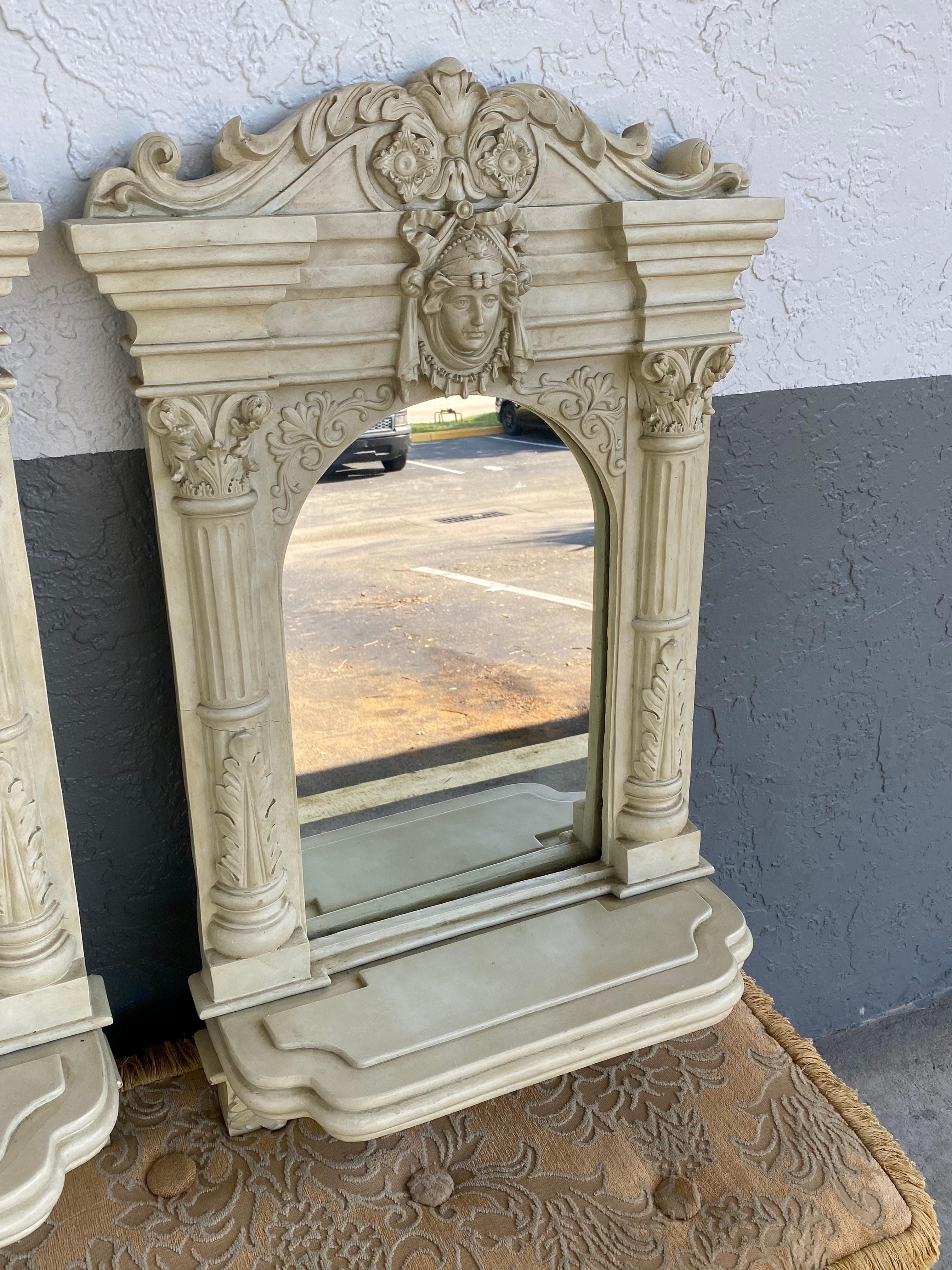 1970s Gilt Carved Resin Sculptural Wall Mirrors, Set of 2 In Good Condition For Sale In Fort Lauderdale, FL
